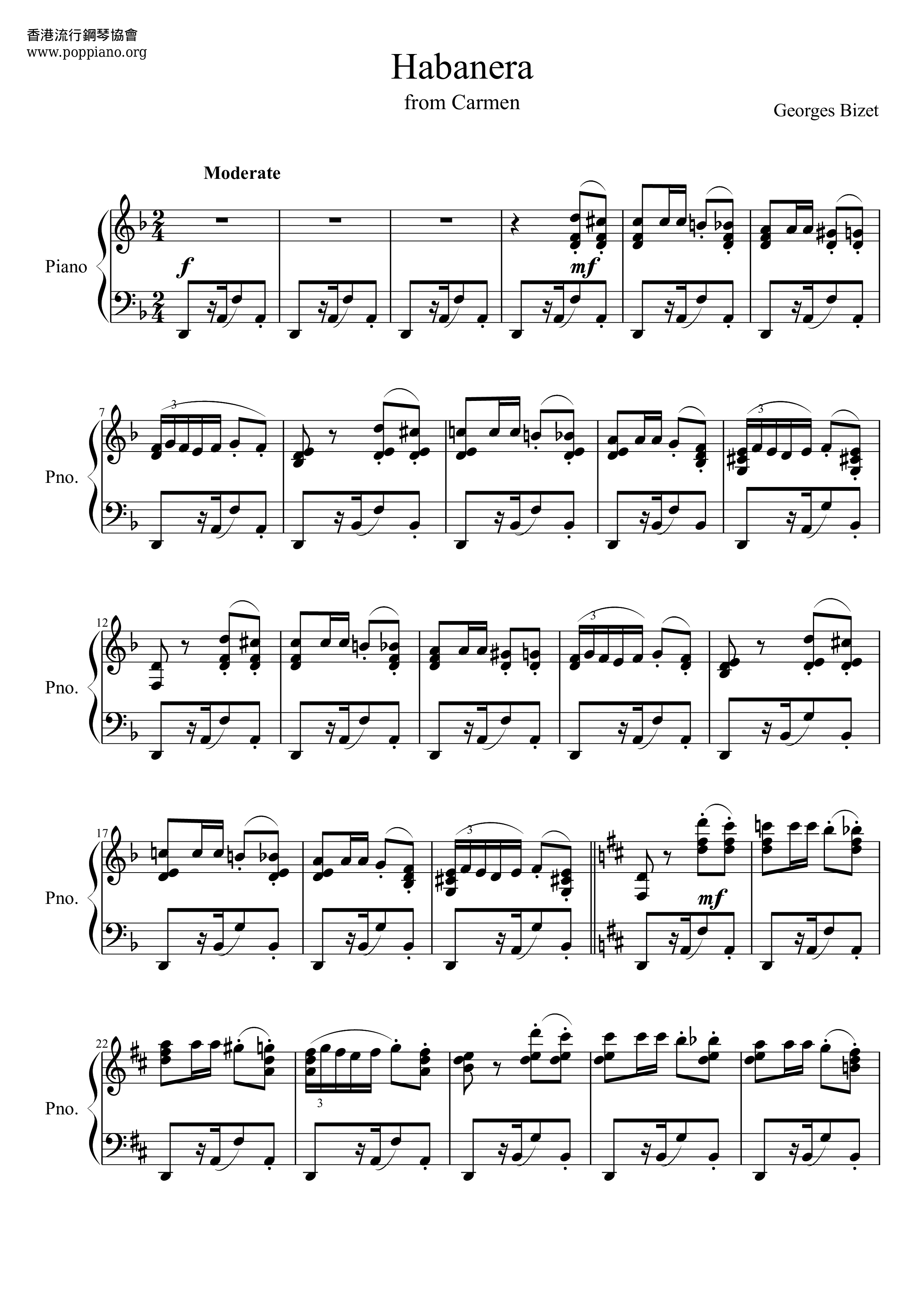 Carmen - Habanera Score