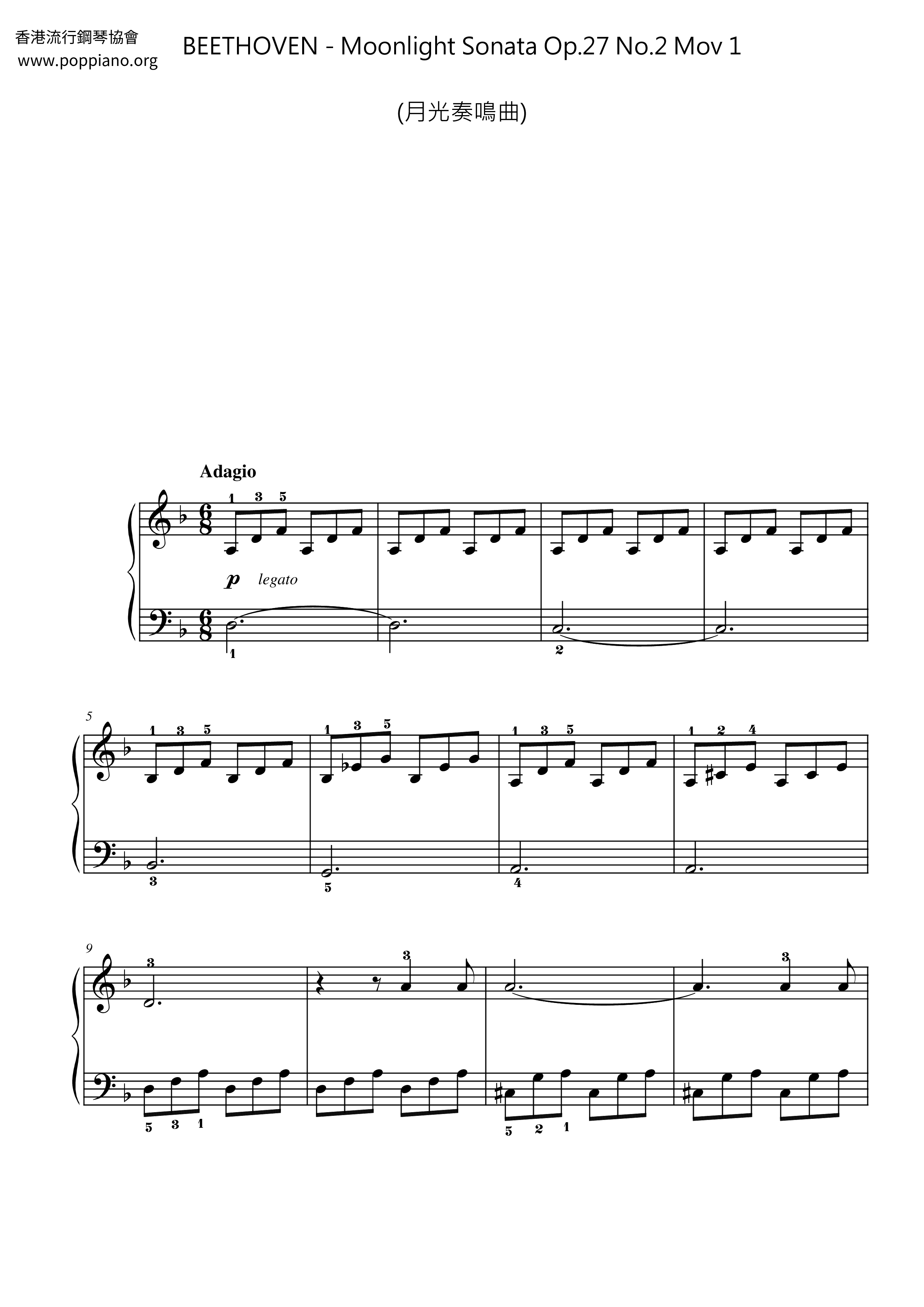 Moonlight Sonata Op.27 No.2 Mov 1 Score