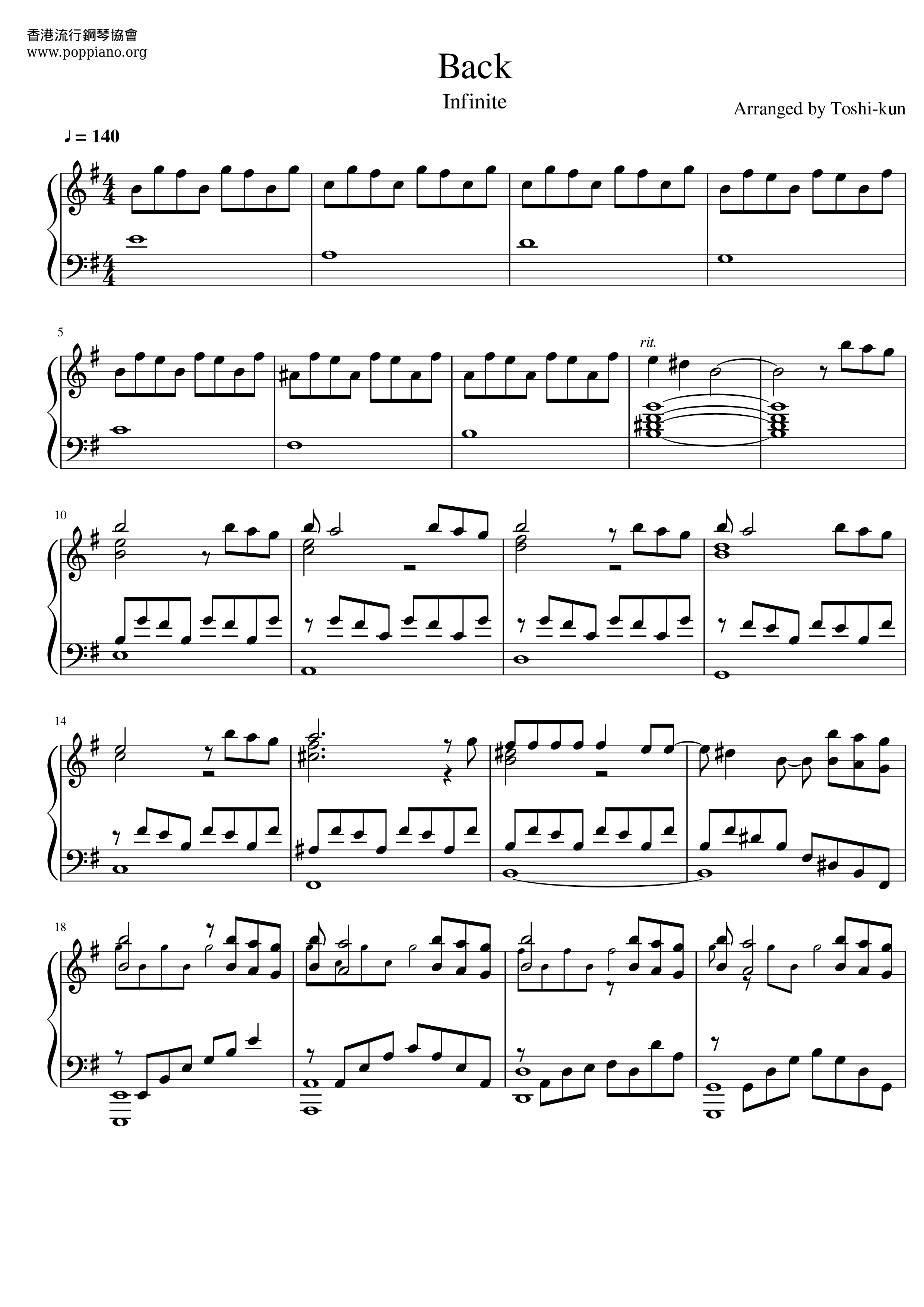 Back琴譜