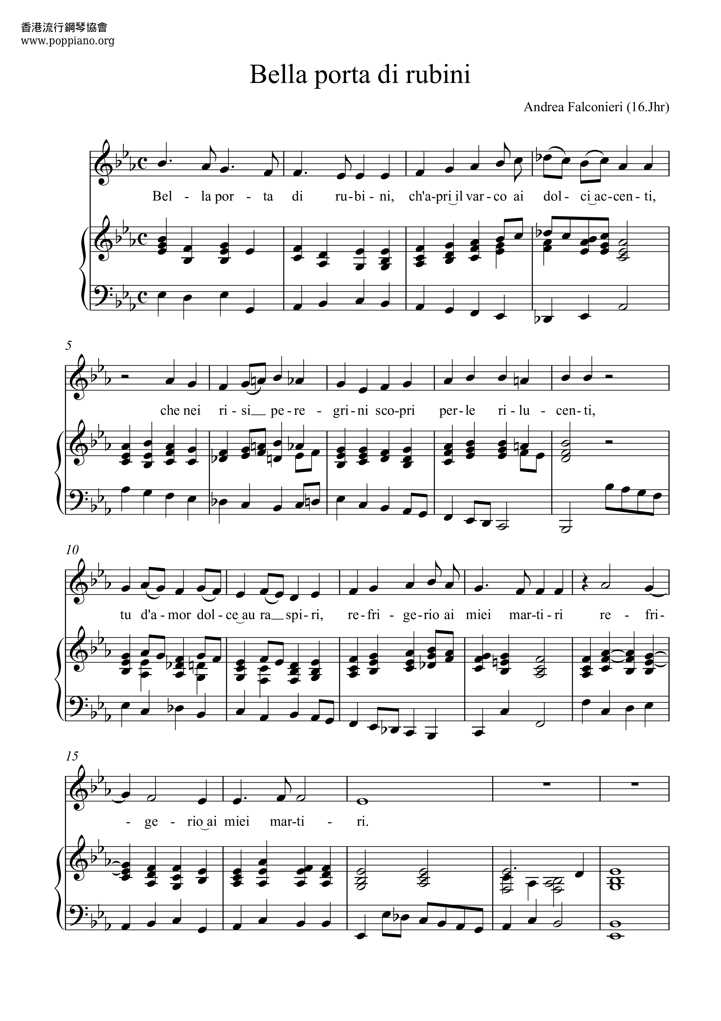 Bella Porta Di Rubini Score