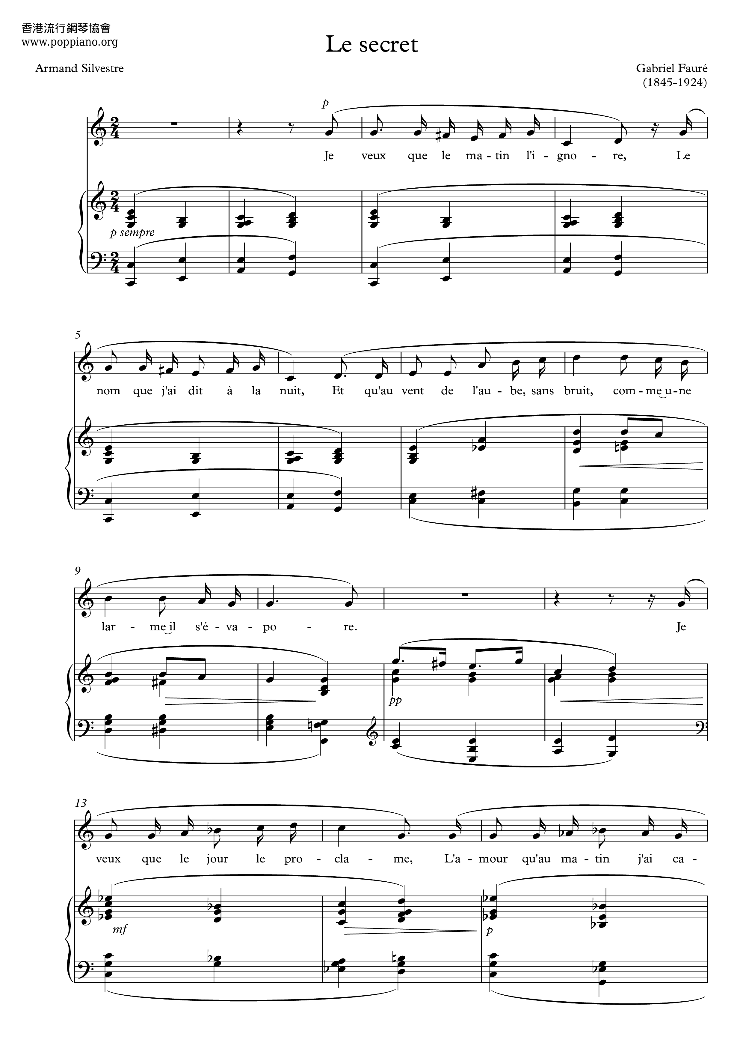 Le secret, Op.23 No.3 Score