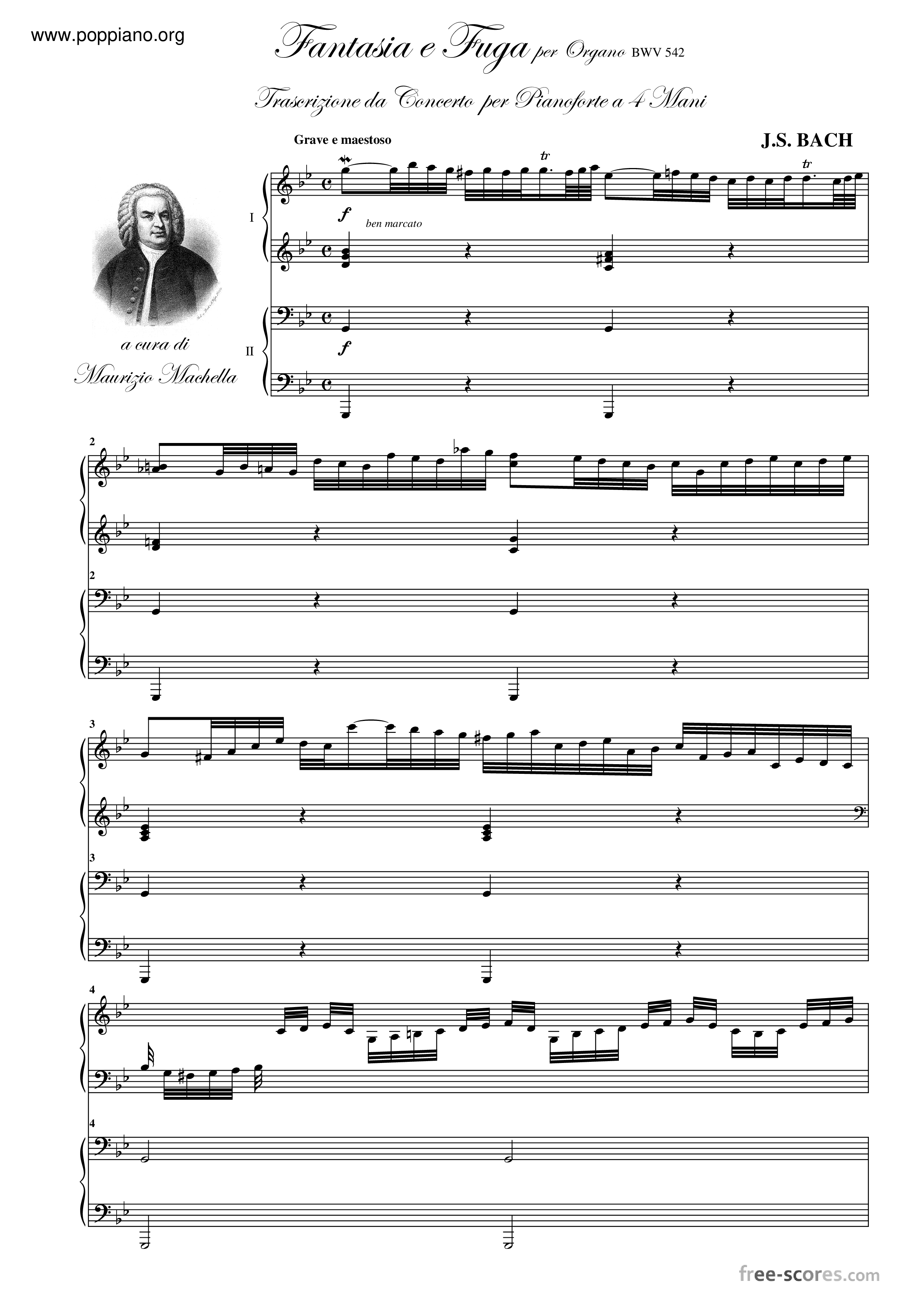 Fantasia and Fugue in G minor, BWV 542琴譜
