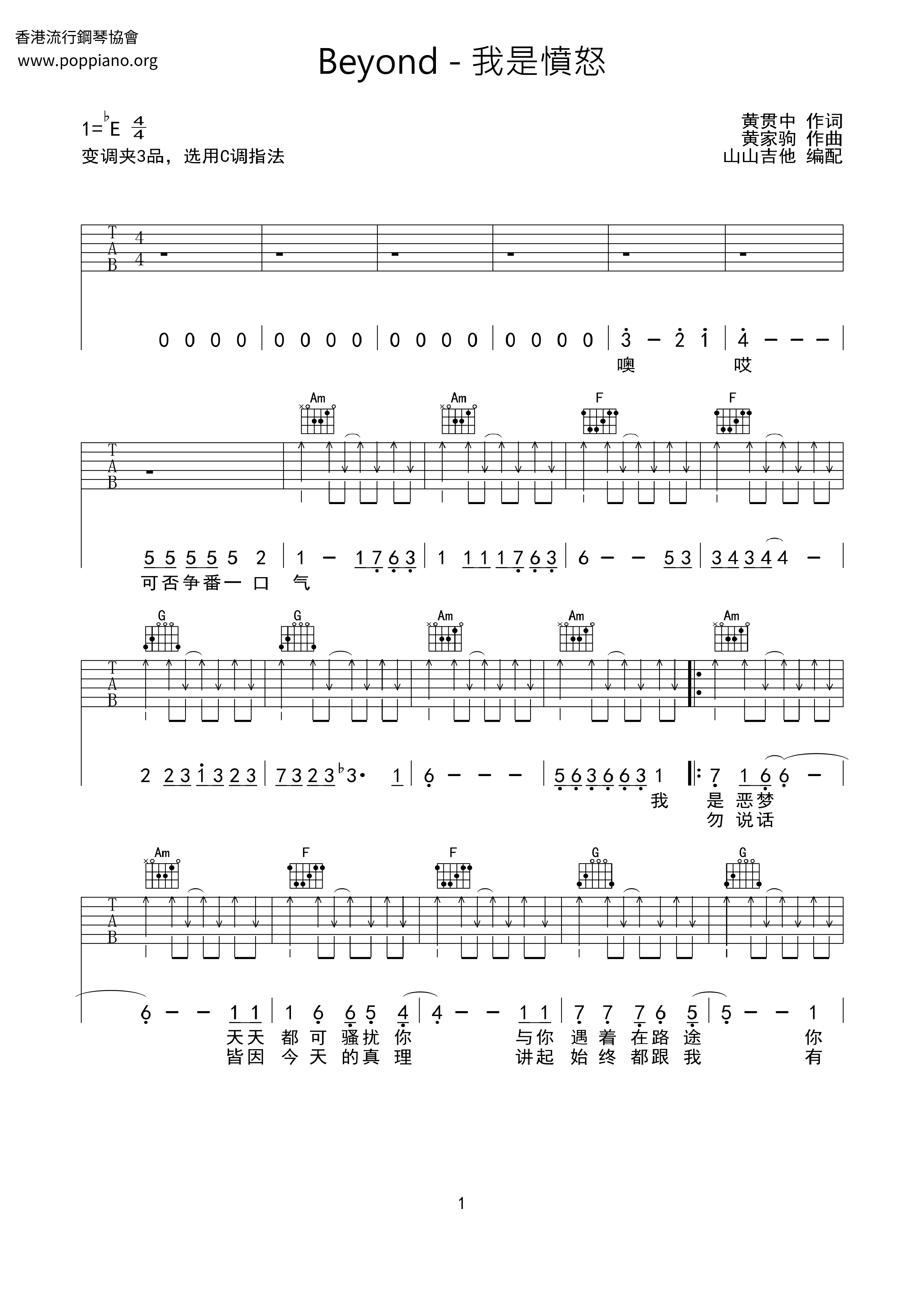 我是憤怒ピアノ譜