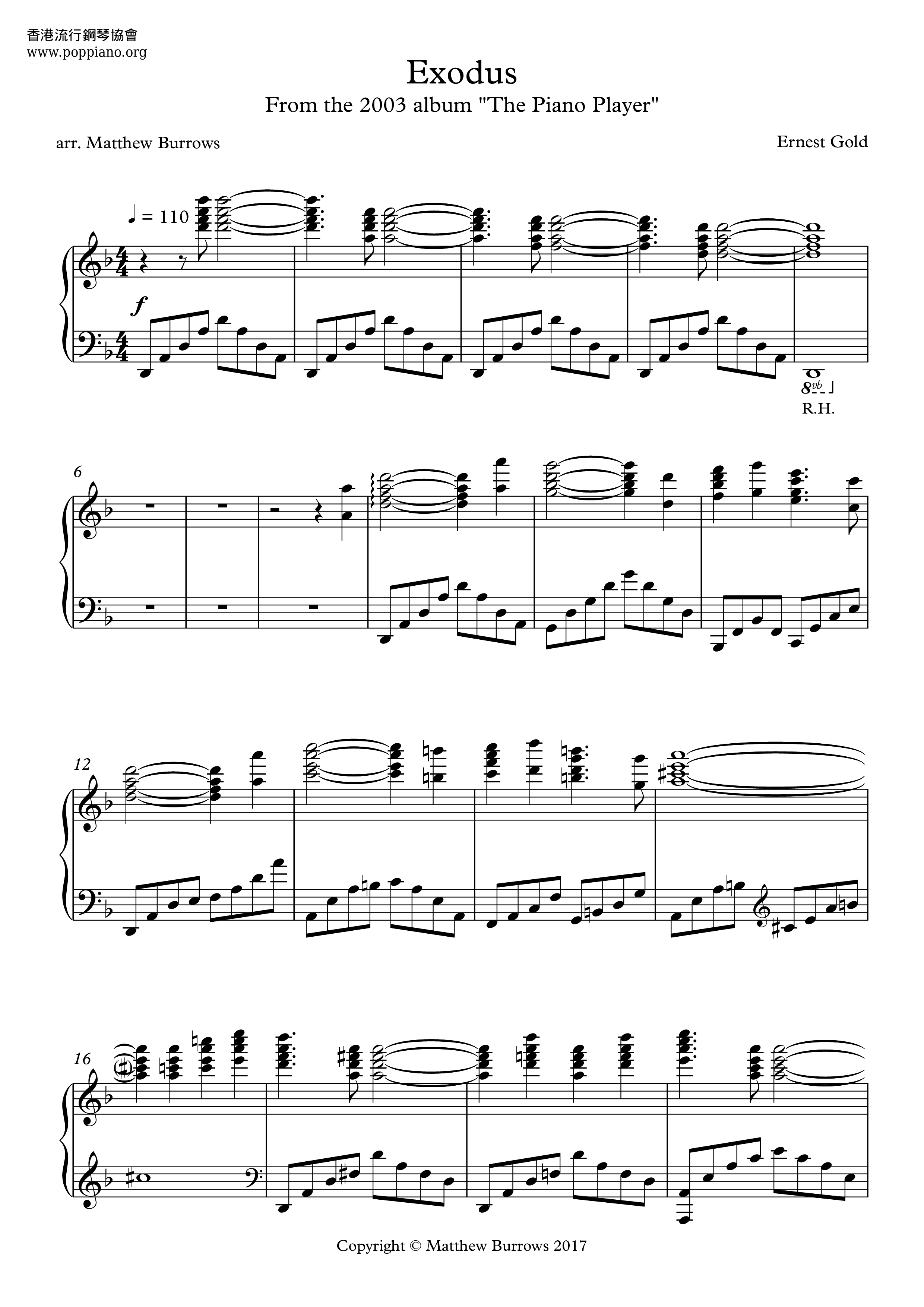 The Piano Player - Exodus Score