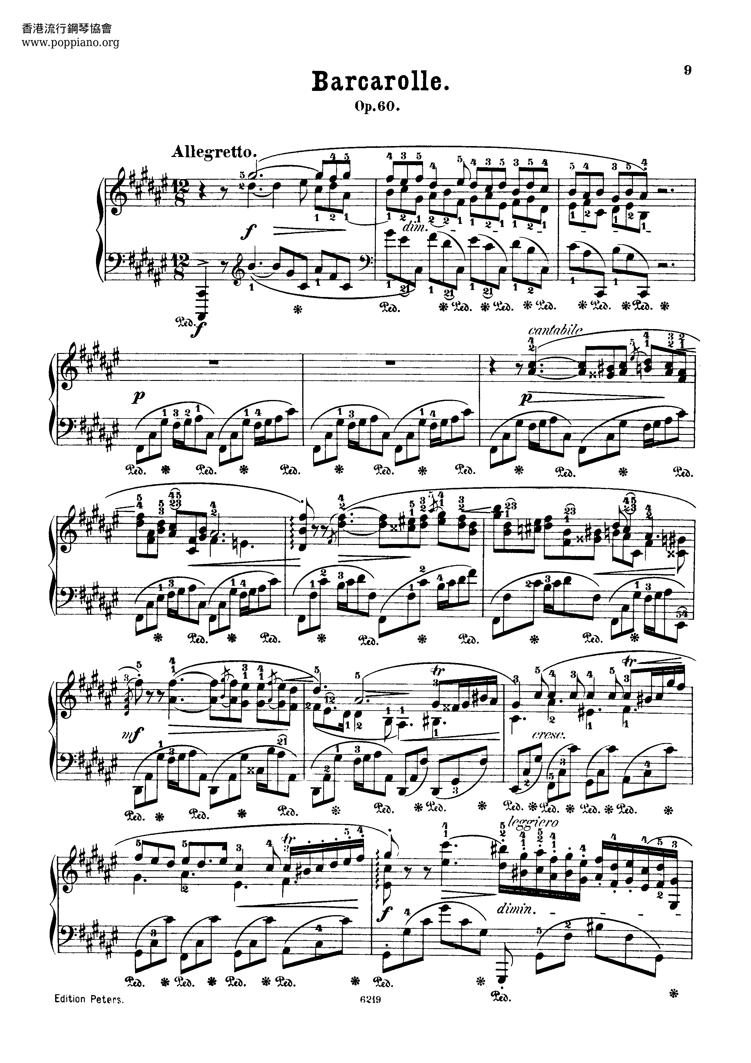 Barcarolle Op. 60琴譜