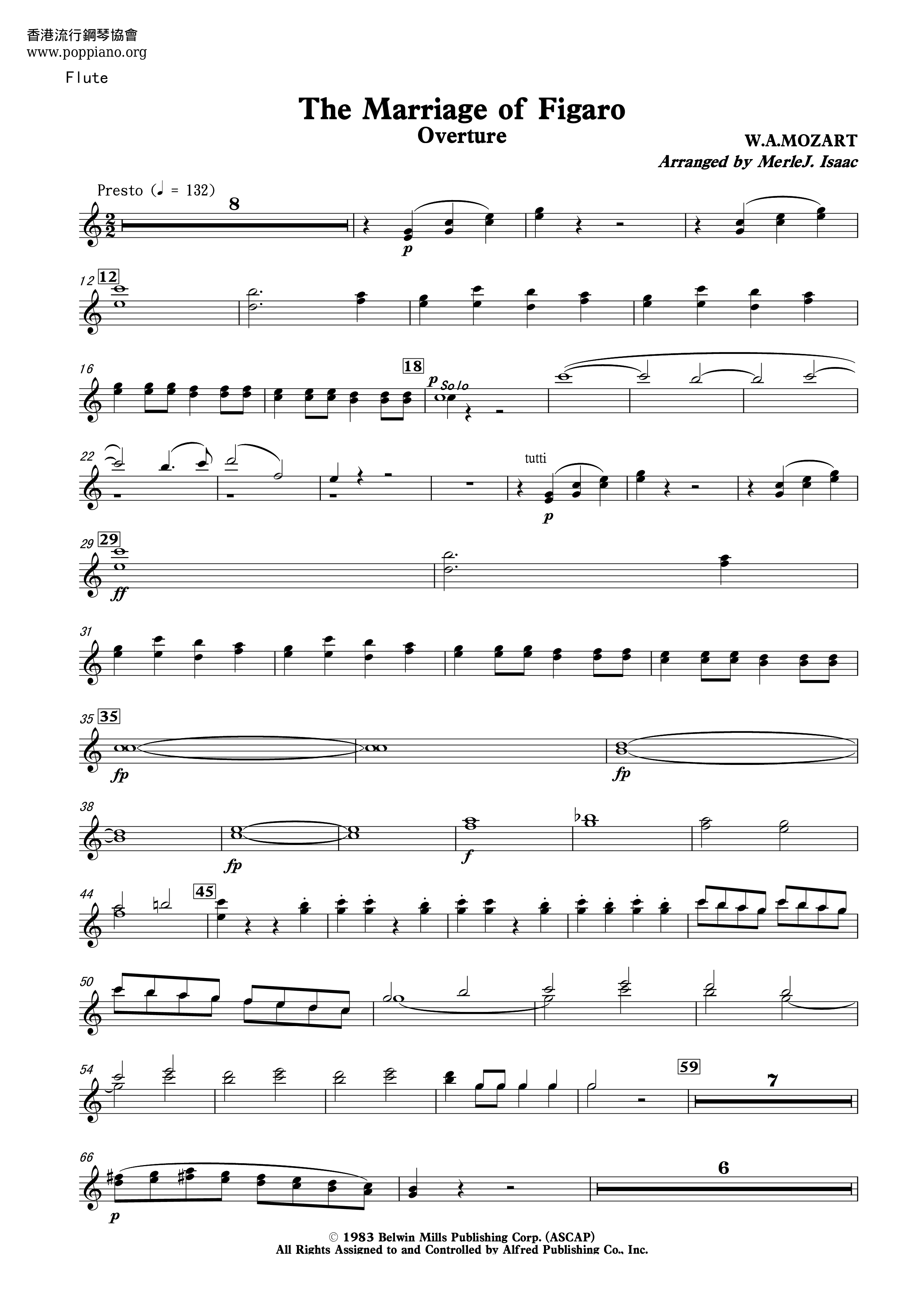 Marriage Of Figaro, K. 492ピアノ譜