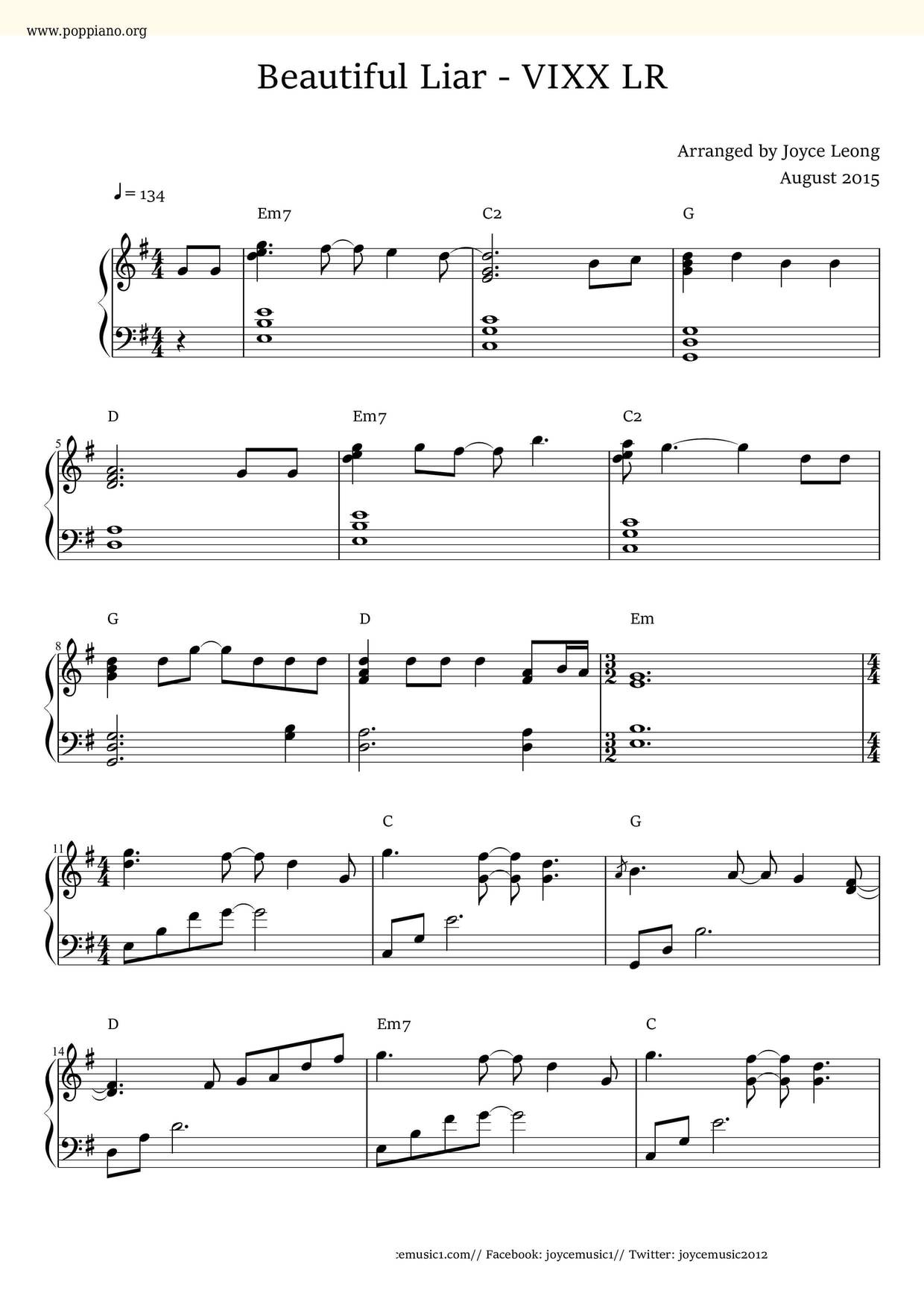 Beautiful Liar琴譜