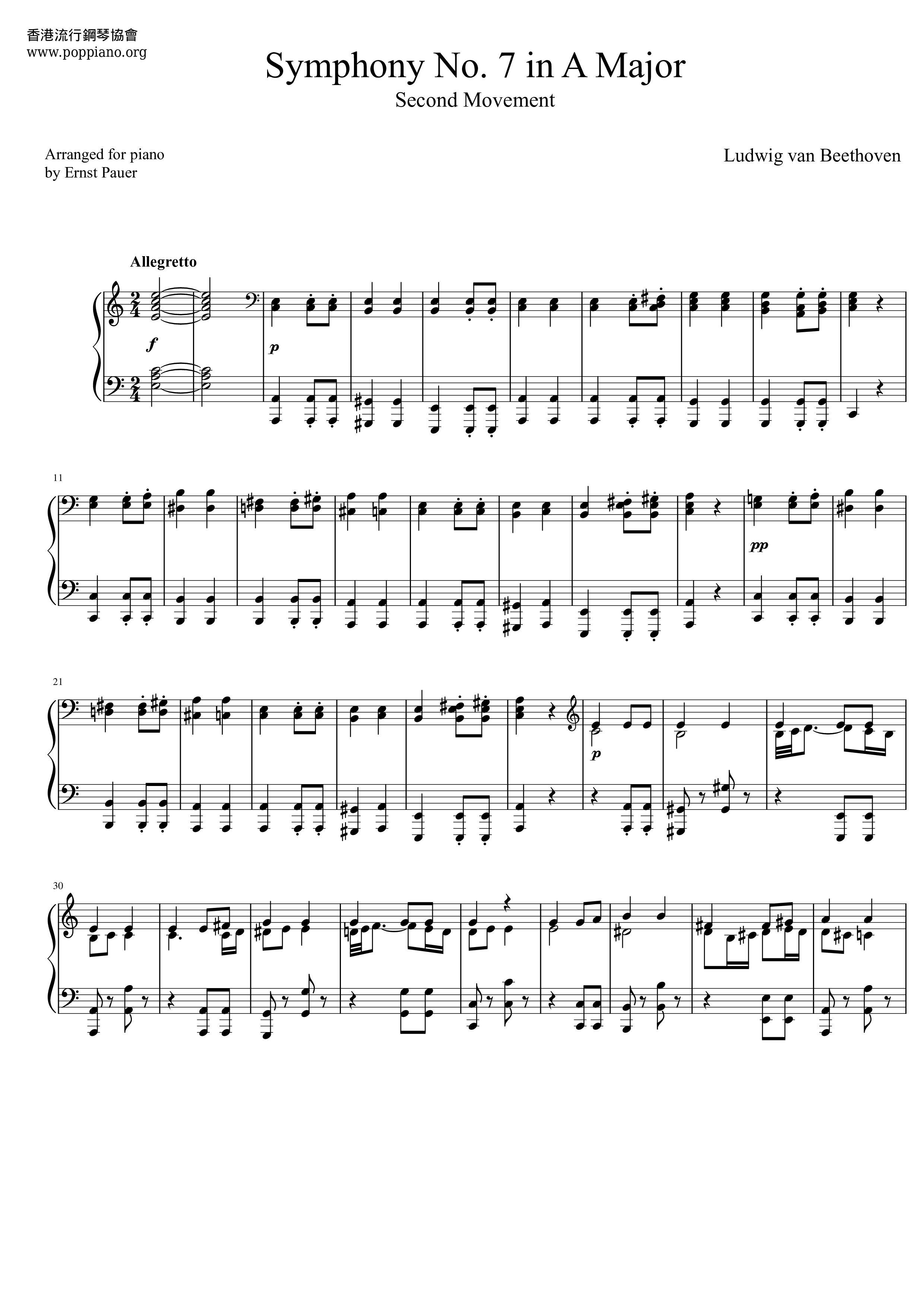 Symphony No. 7 in A major, Op. 92 (S.464/7) 2nd Movt Score