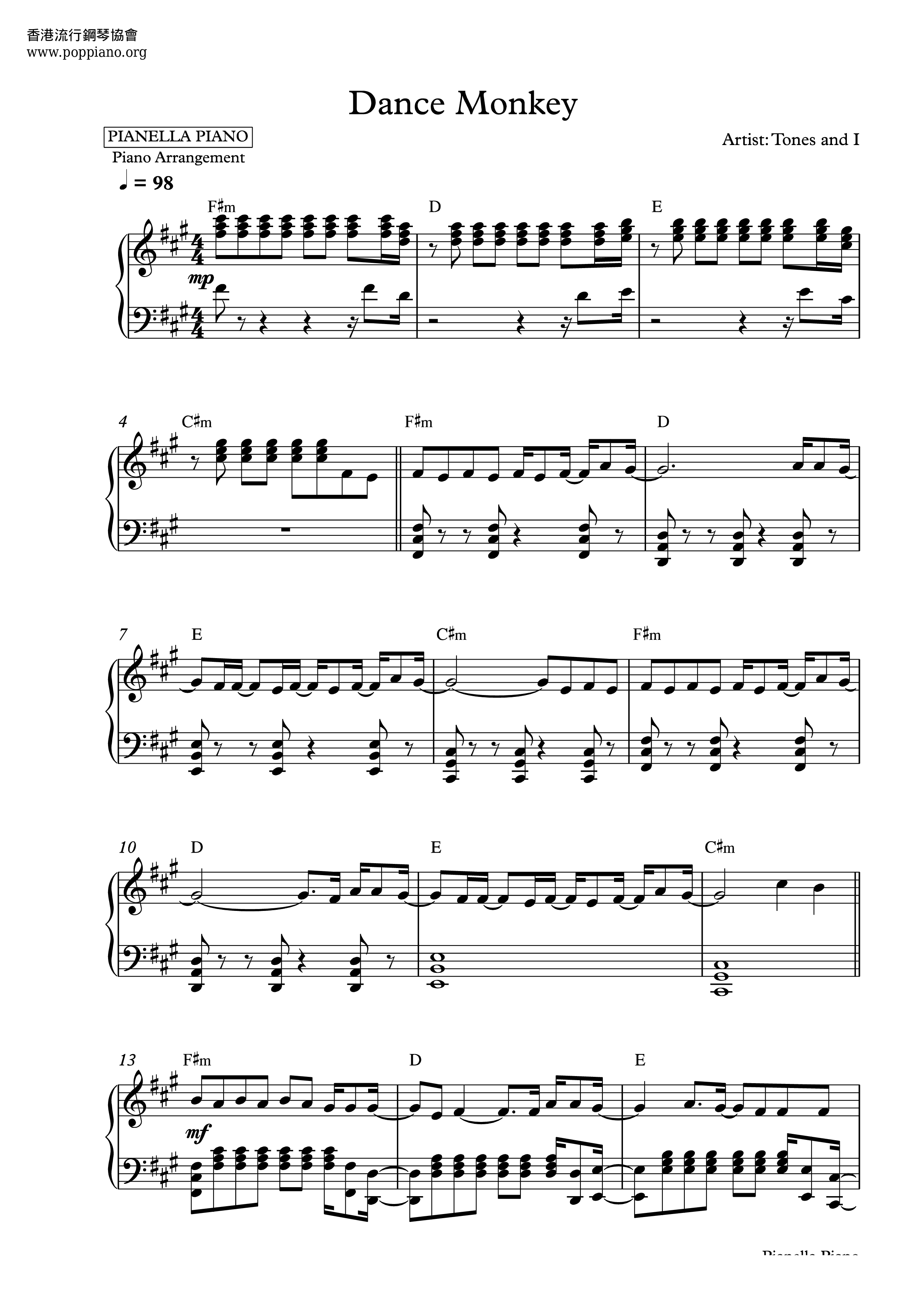 Tones And I Dance Monkey Sheet Music Pdf Free Score Download 