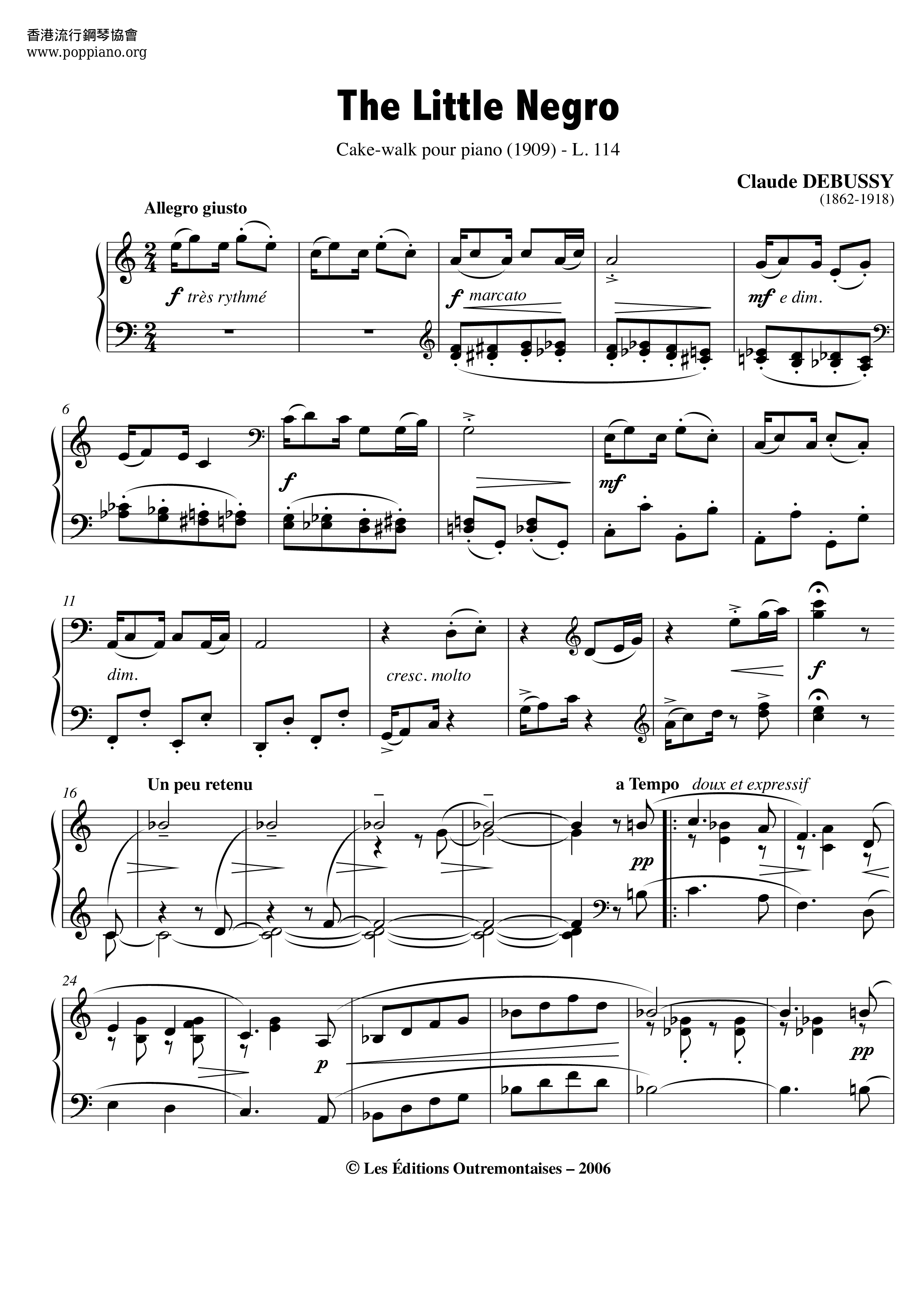 The Little Negro, L.114ピアノ譜