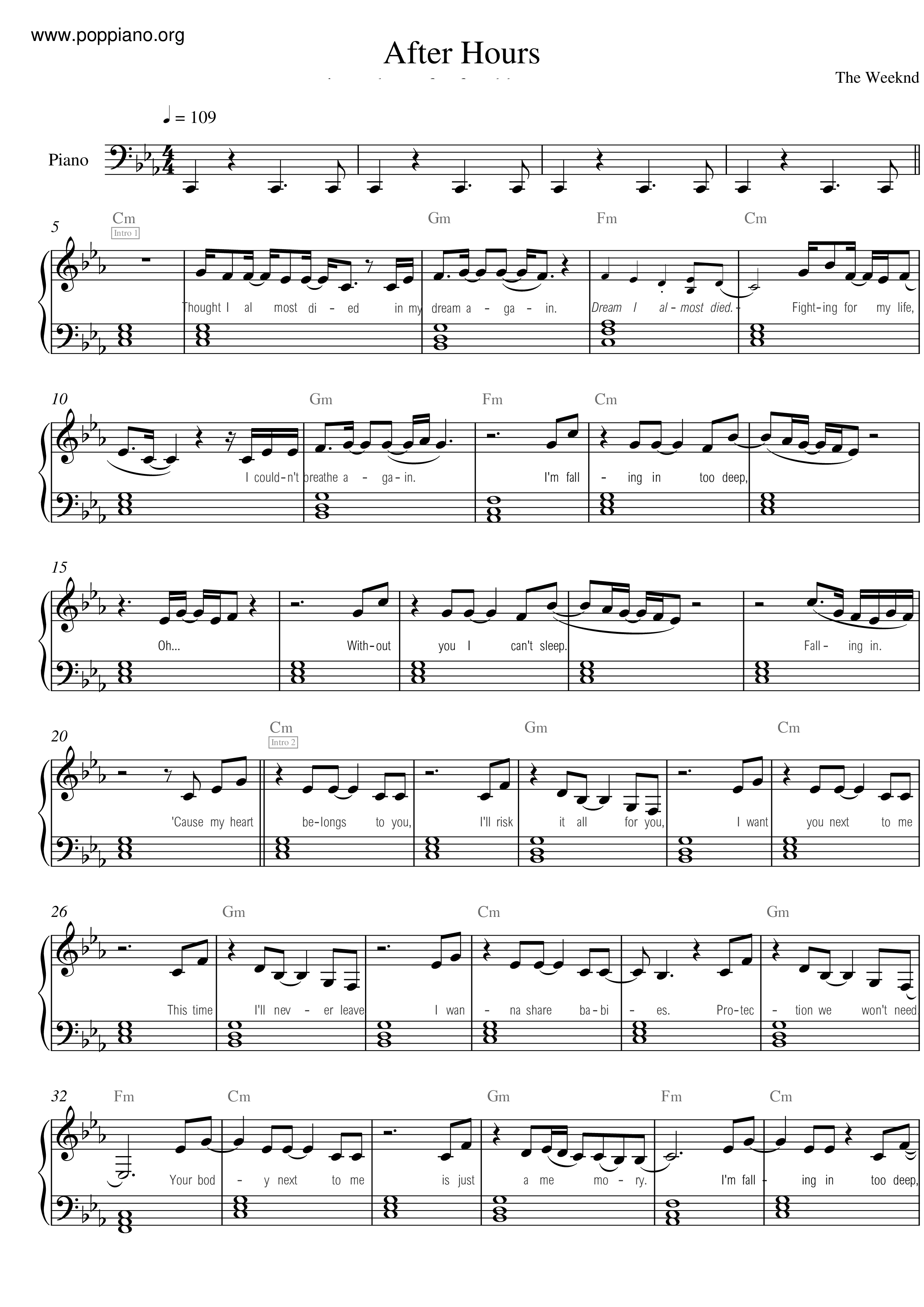 Earned It Sheet Music & Piano Notes – The Weeknd Music