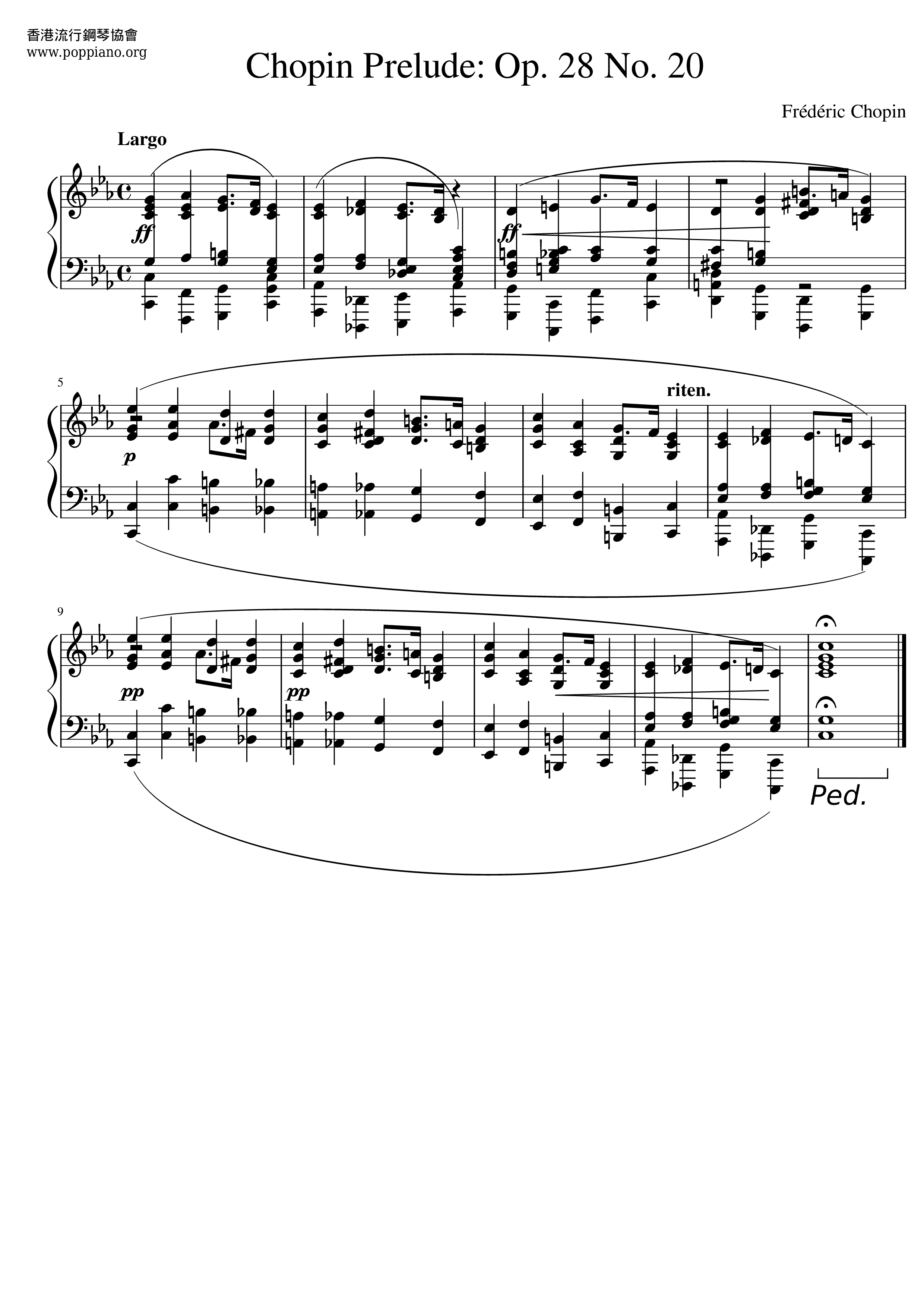 Prelude Op. 28 No. 20琴譜