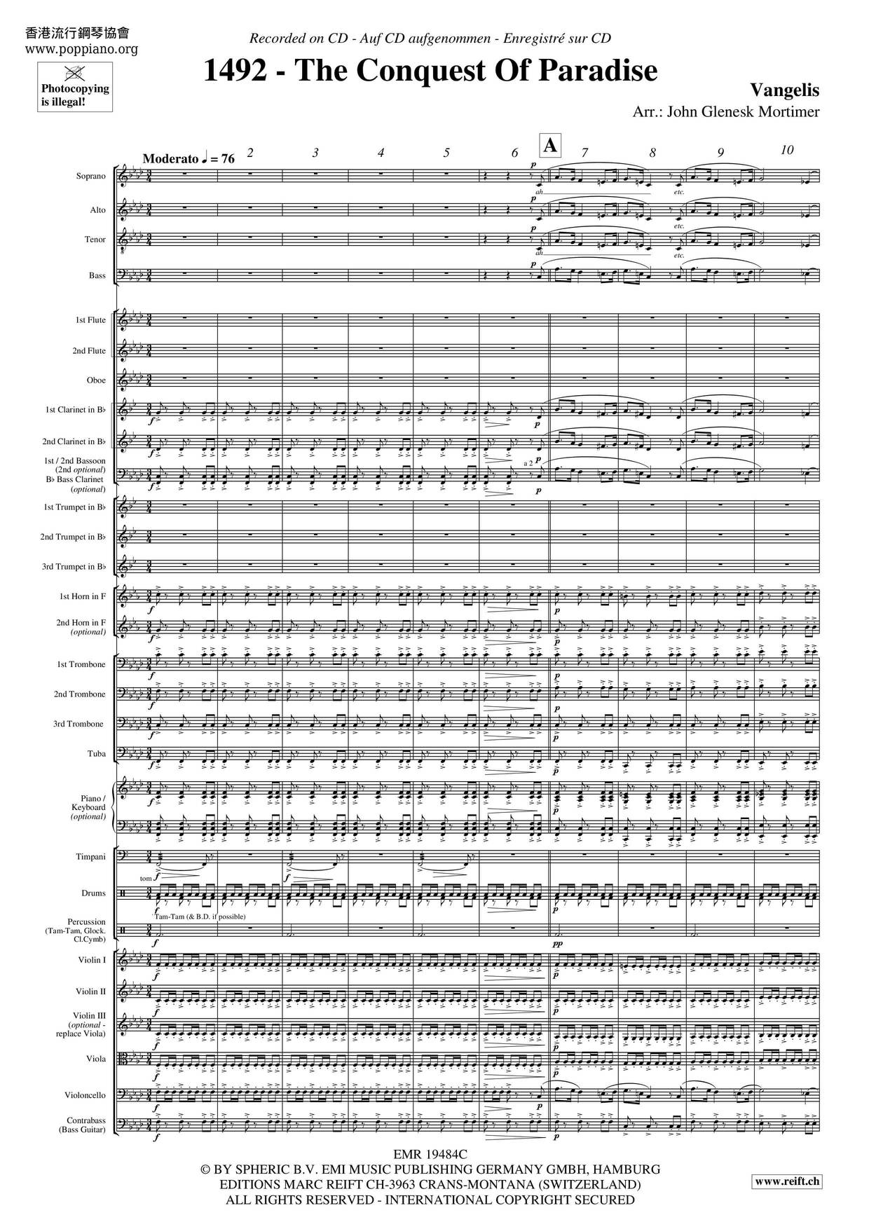 Conquest Of Paradise Score