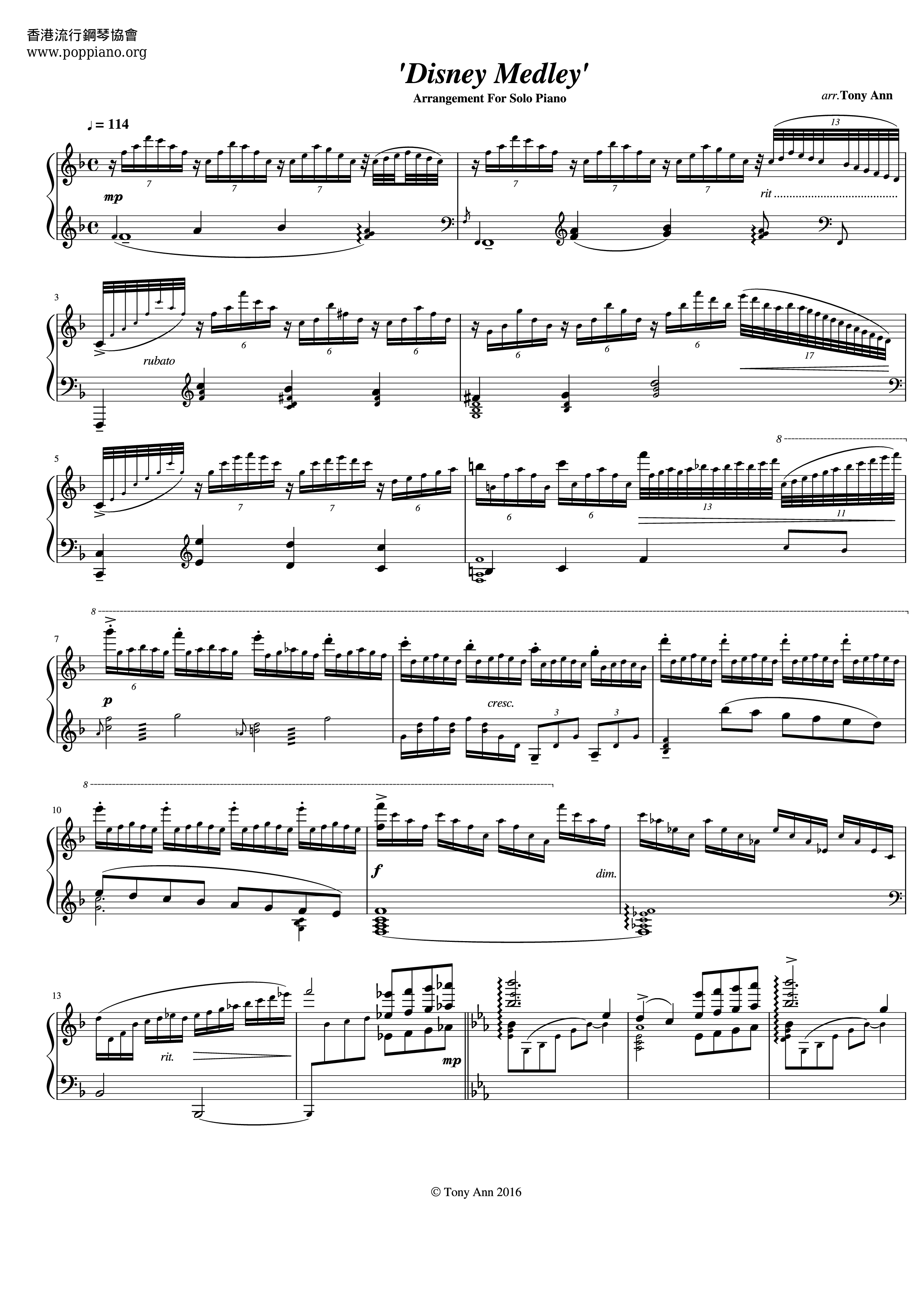 Disney Medley Score