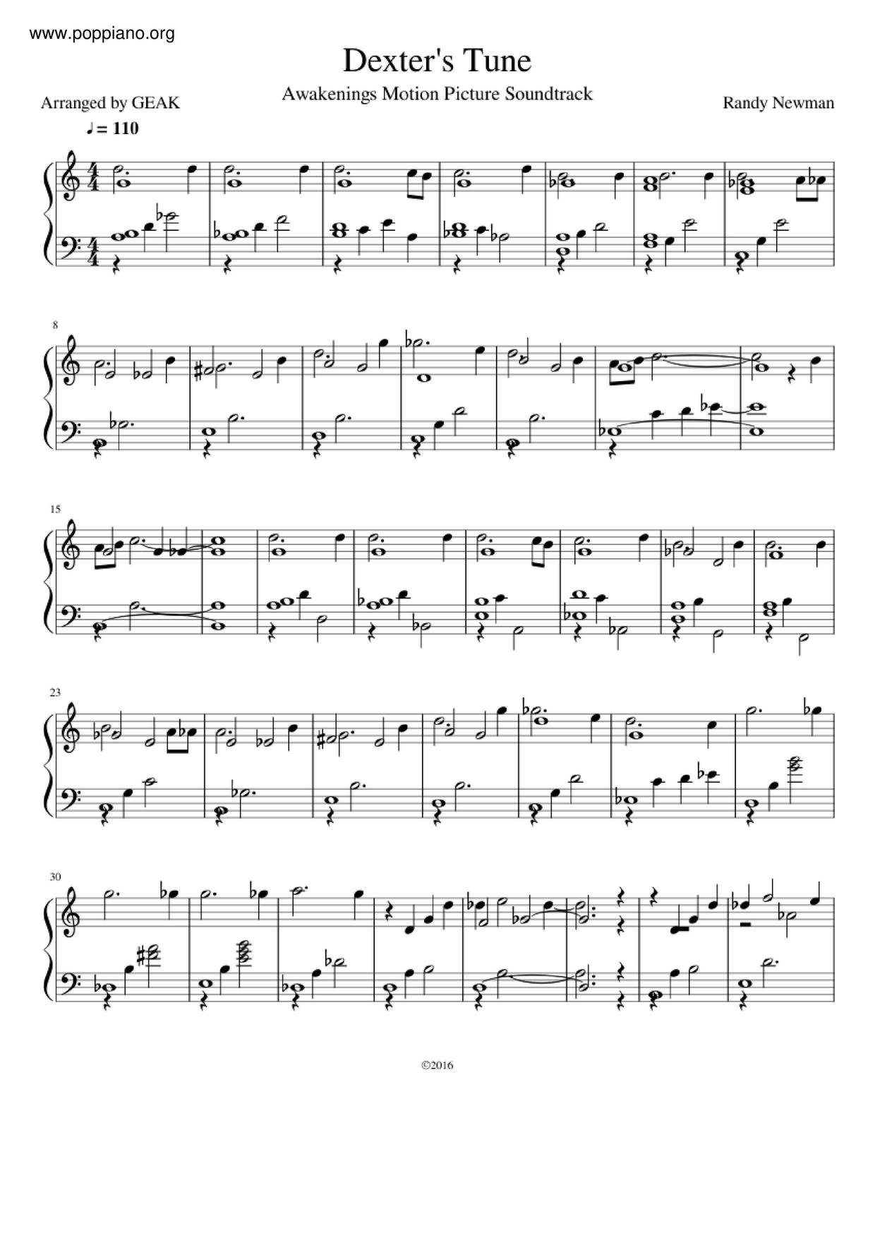 Dexter's Tuneピアノ譜