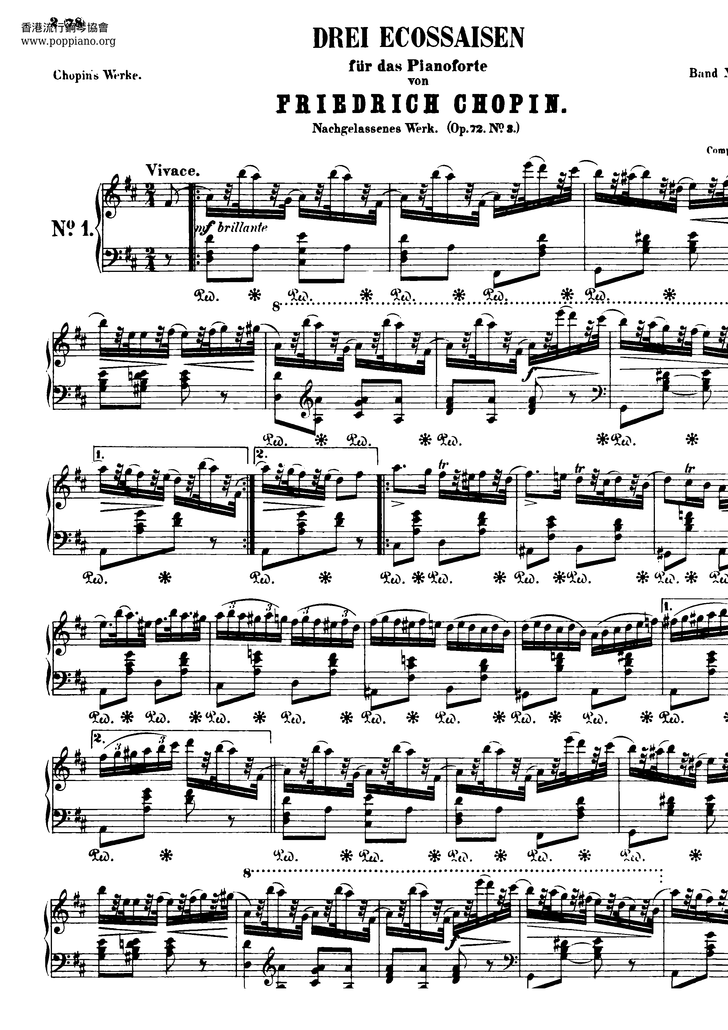 Ecossaises Op. 72 No. 3 Score