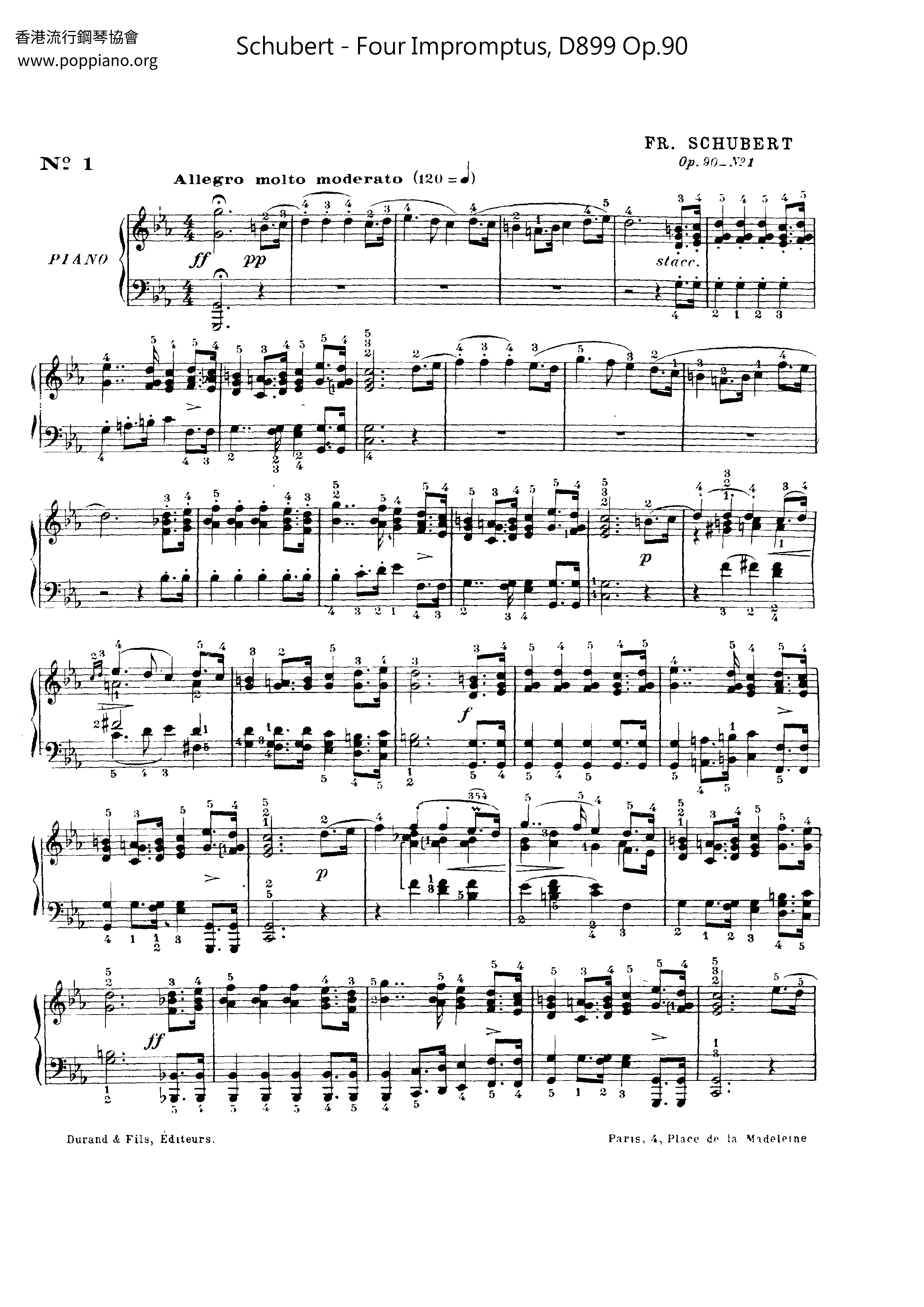 4 Impromptus, Op.90, D.899: No.4 in A Flat Major: Allegrettoピアノ譜