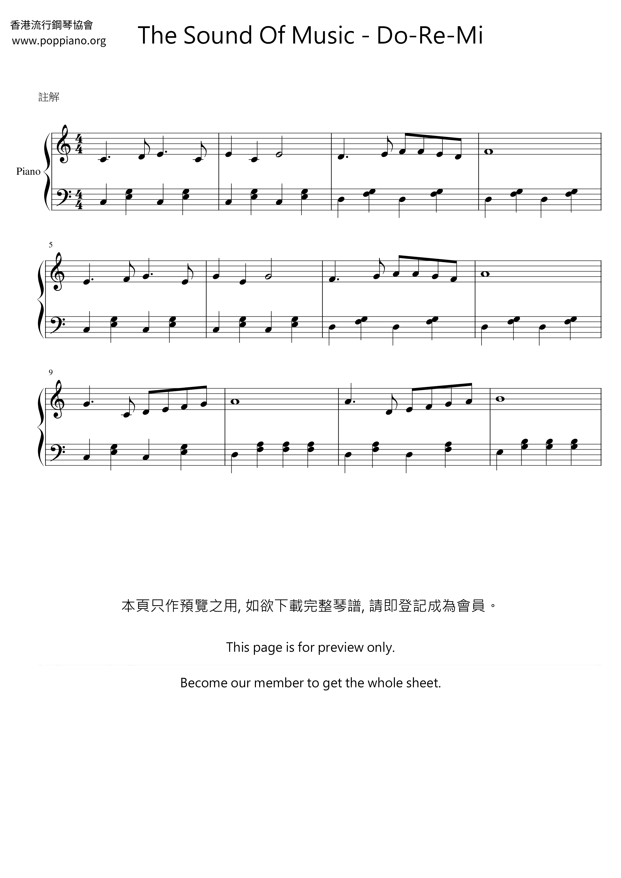 The Sound Of Music - Do-Re-Miピアノ譜