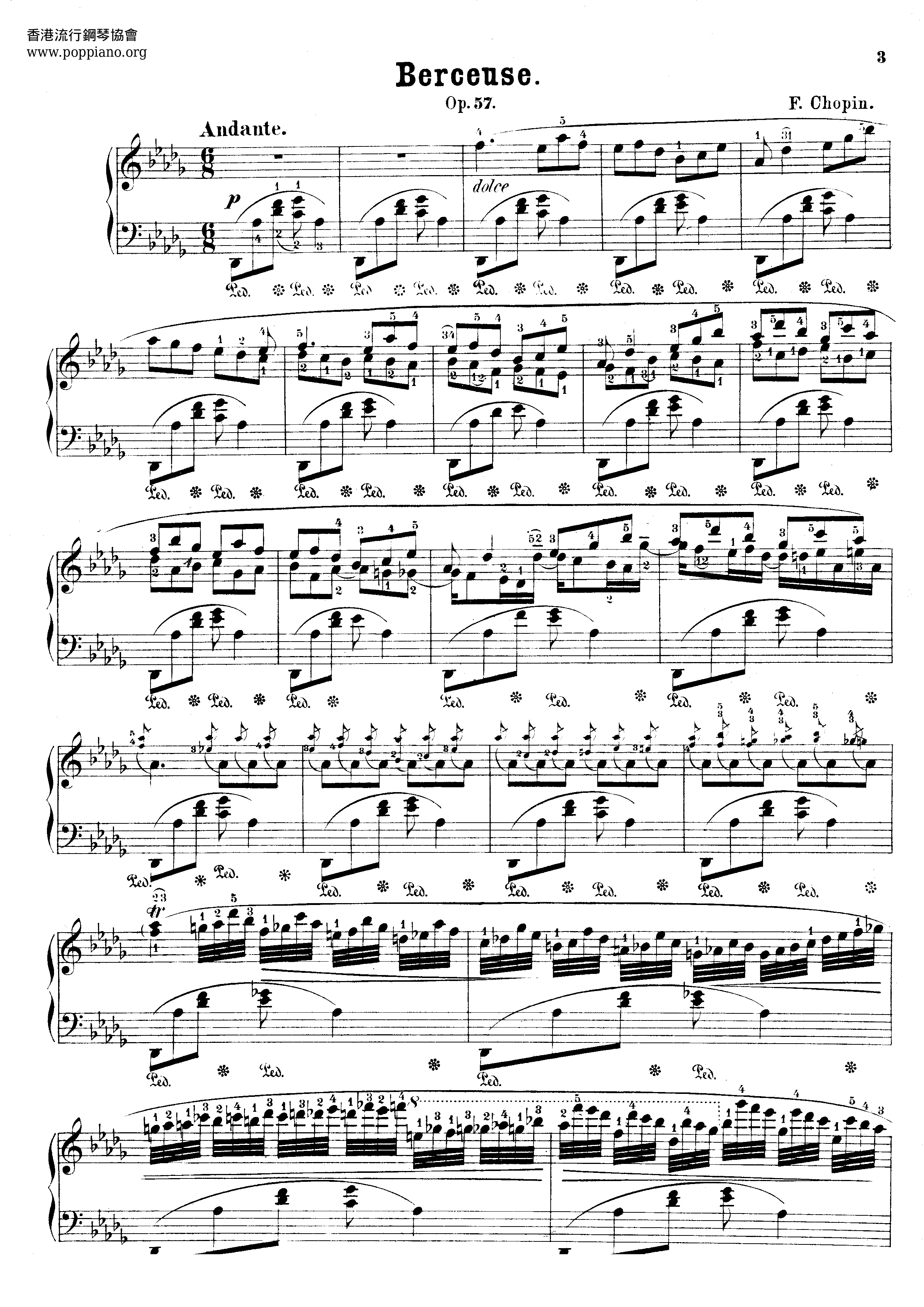 Berceuse Op. 57琴谱