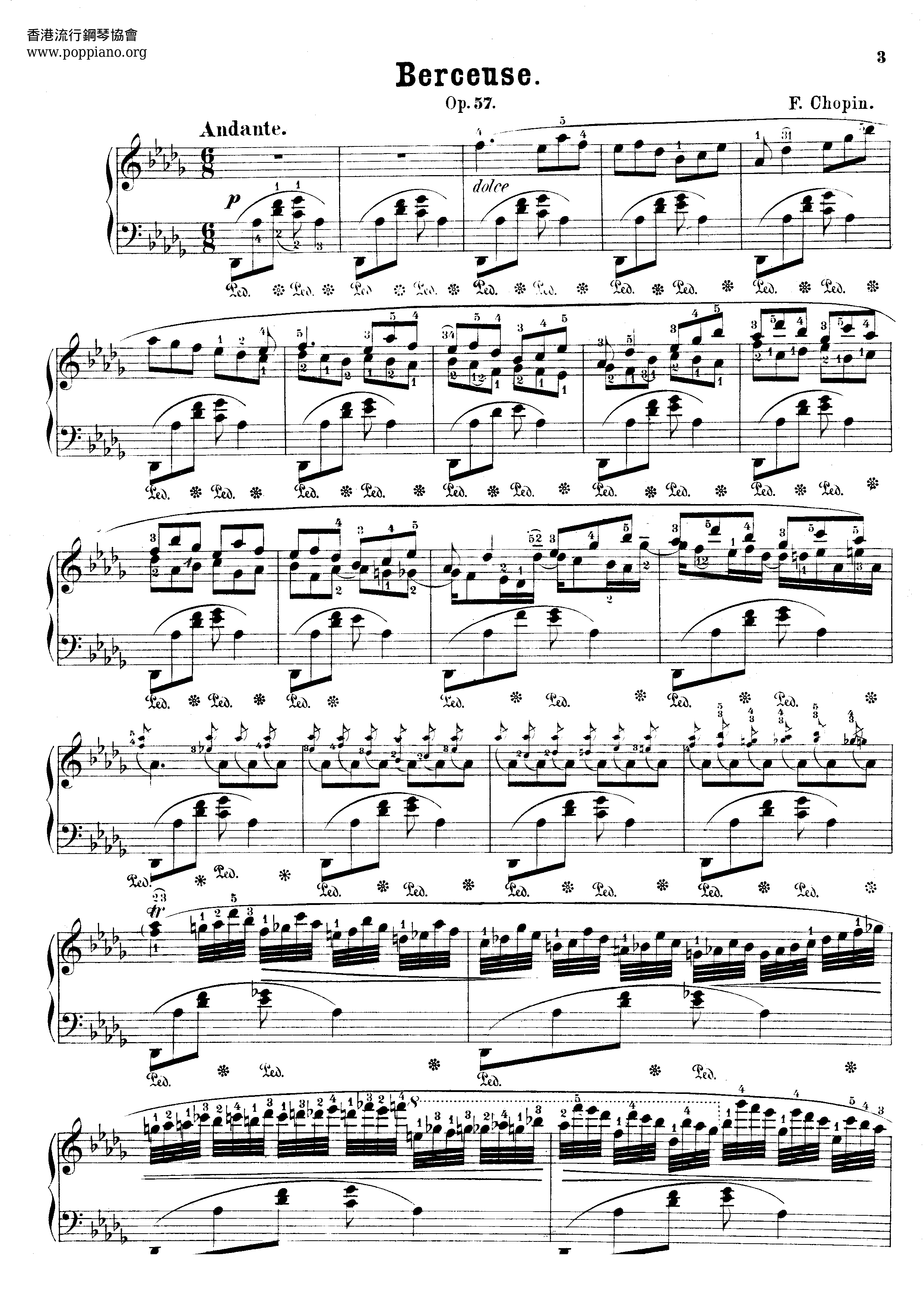 Berceuse Op. 57 Score