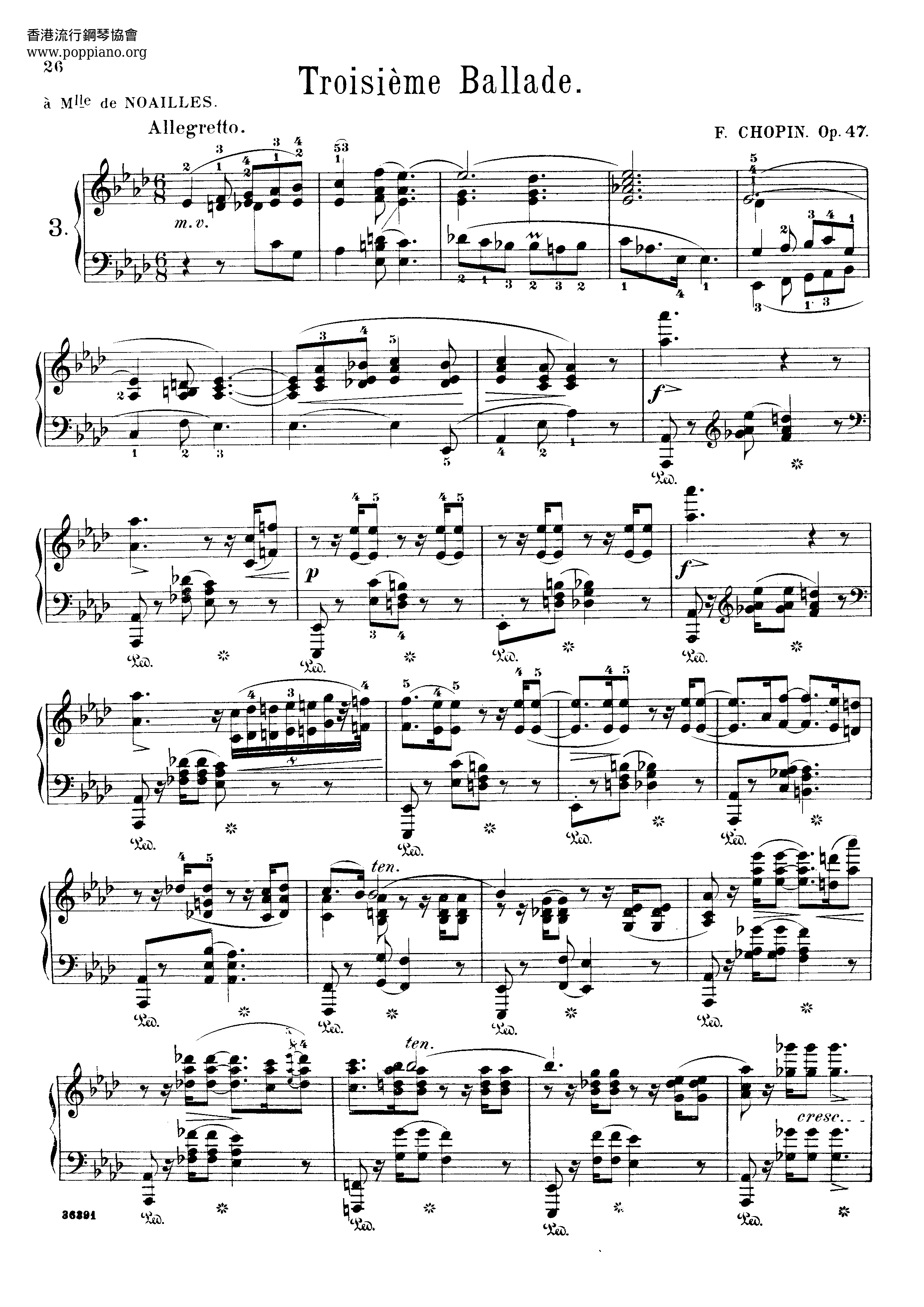 Ballade No. 3, Op. 47琴譜