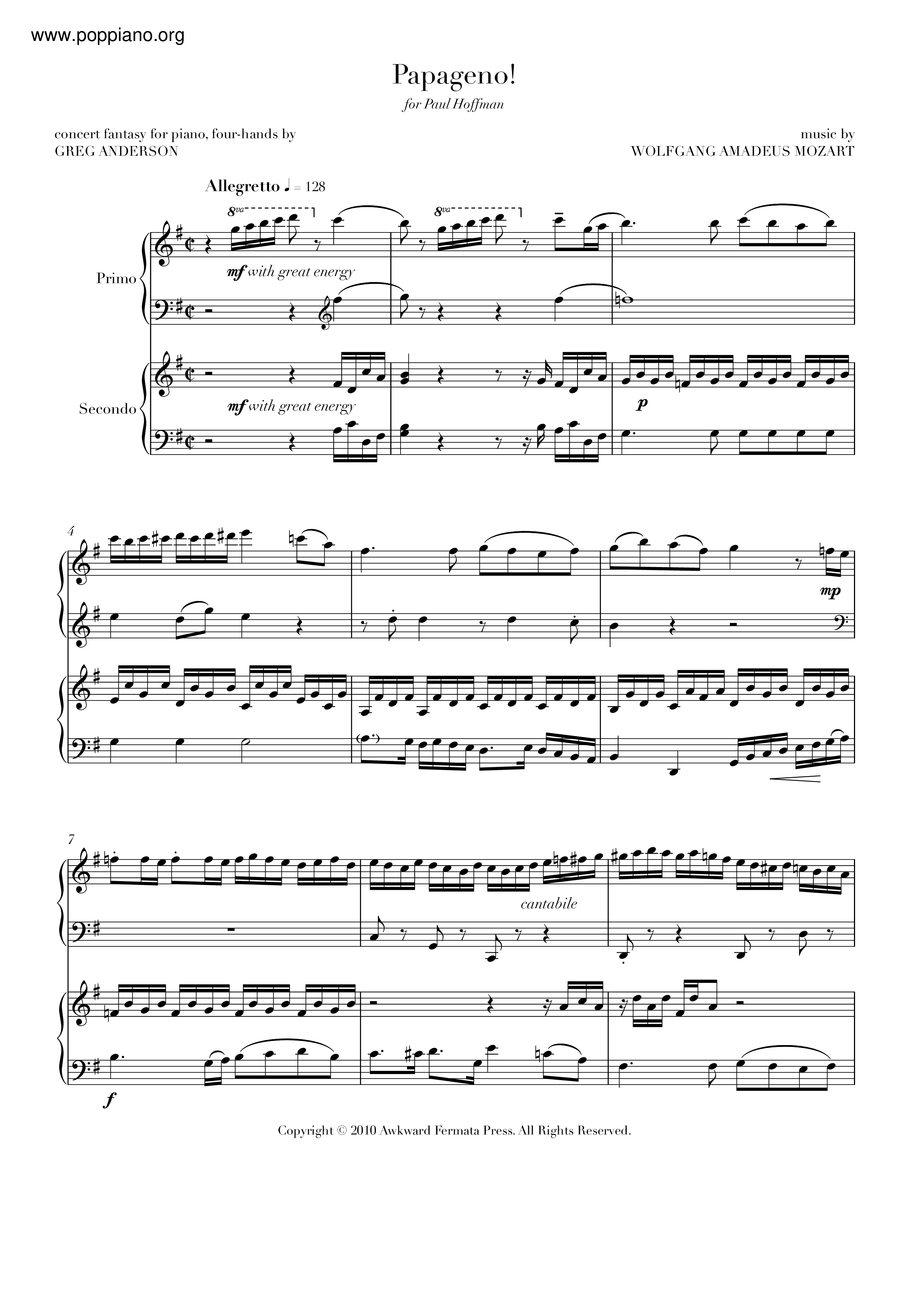 Papagenoピアノ譜