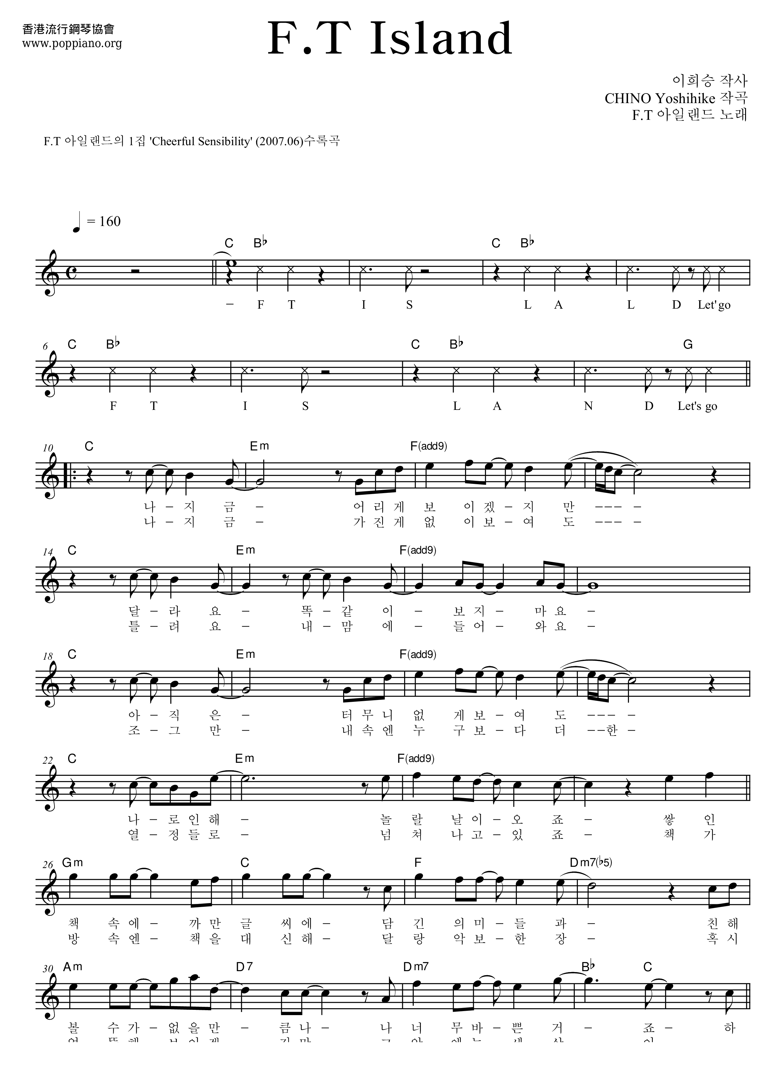 Cheerful Sensibility - FT ISLAND Score