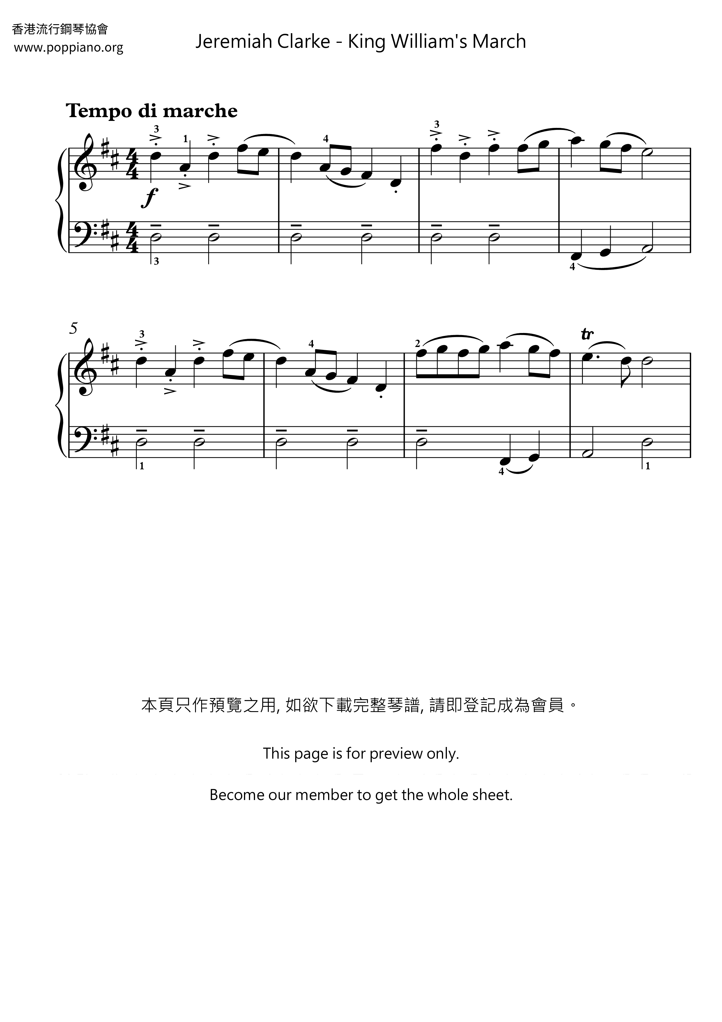 King William's March Score
