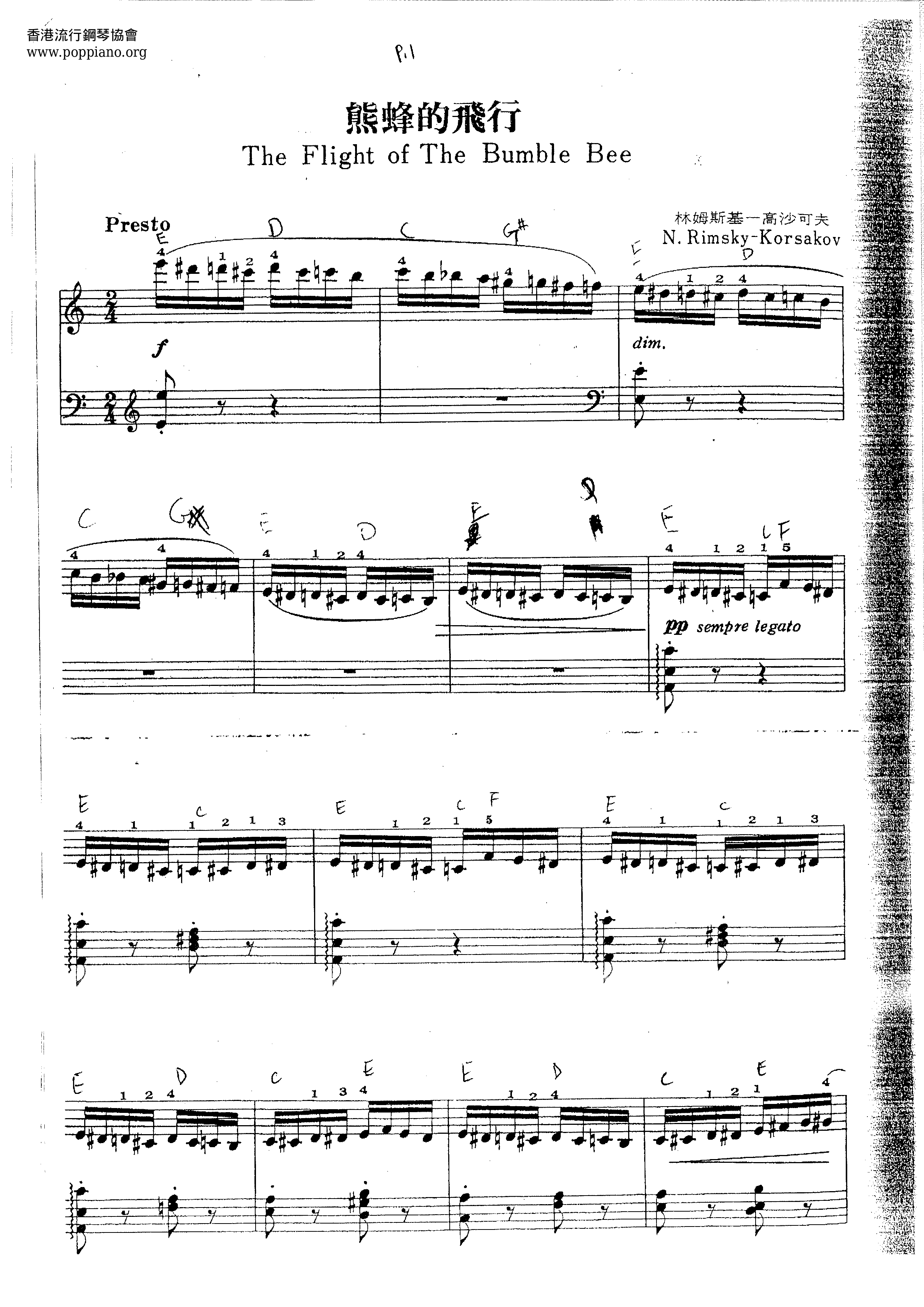 Flight Of The Bumblebee Score