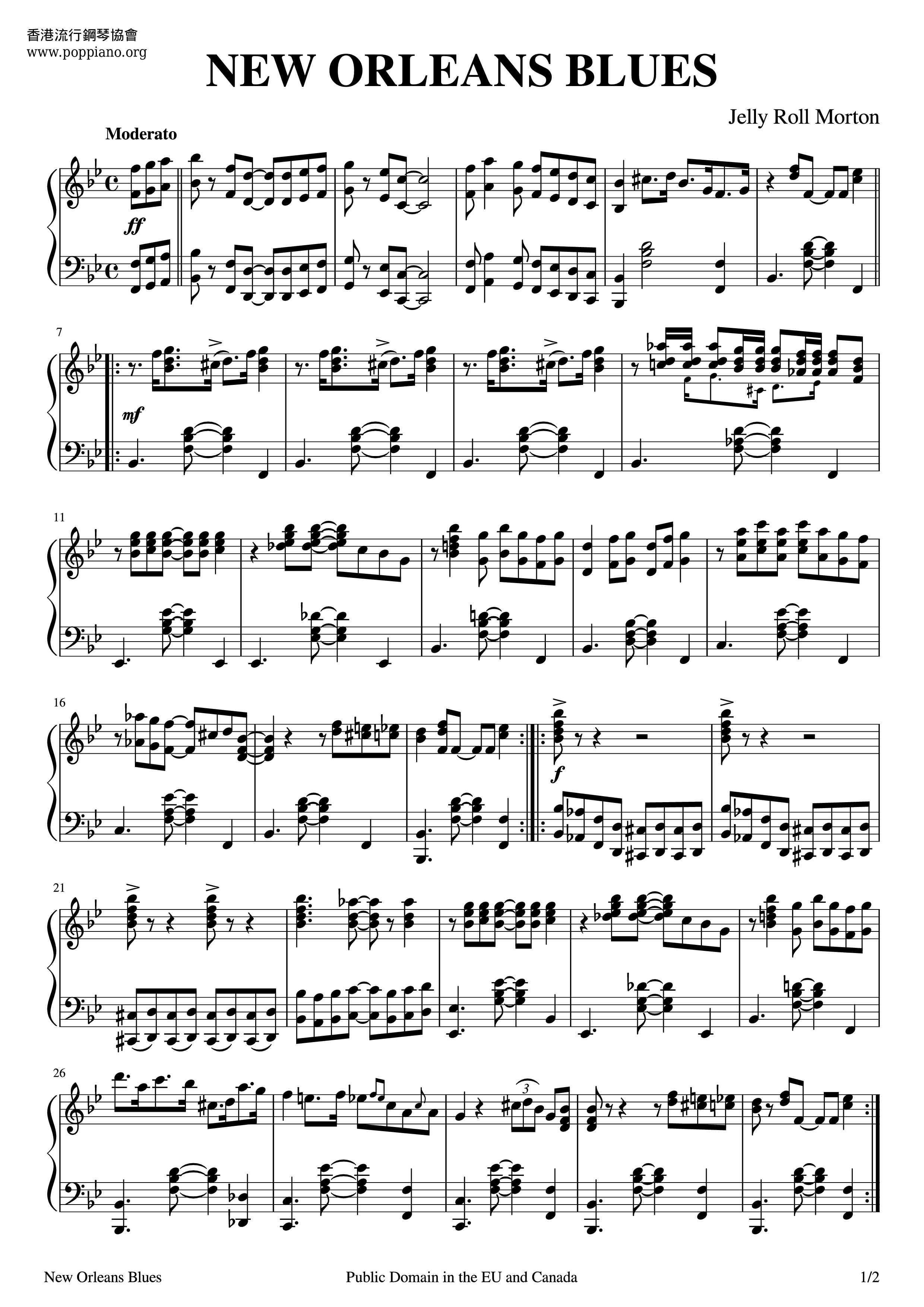 New Orleans Blues Score