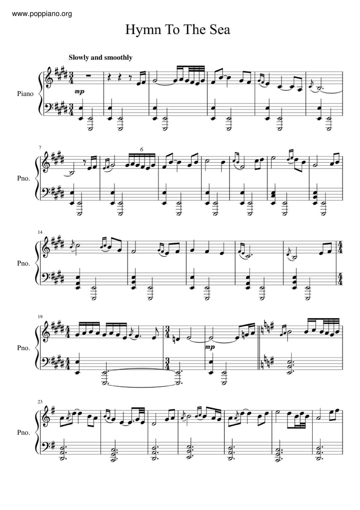 Titanic - Hymn To The Sea琴譜