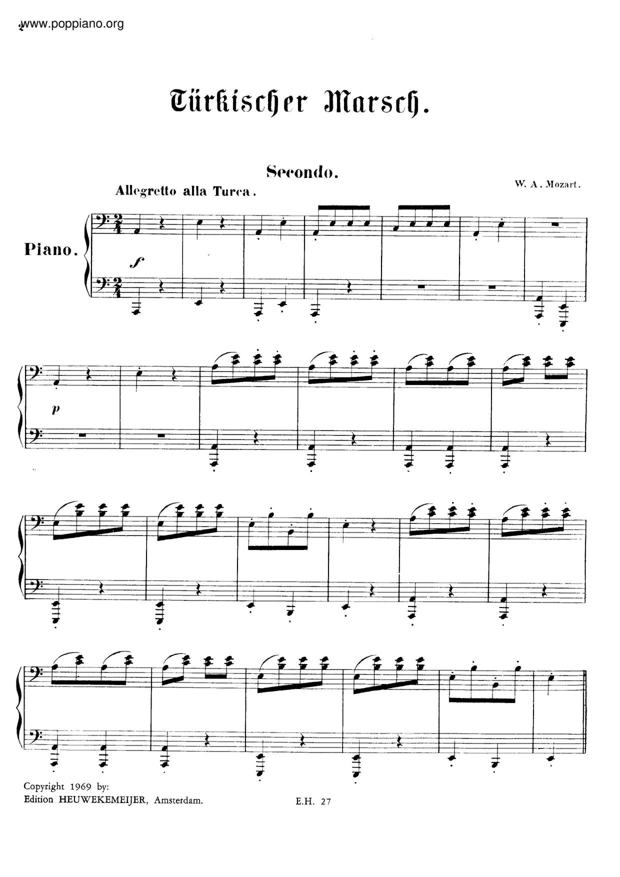 Rondo Alla Turca K331 Turkish March Score