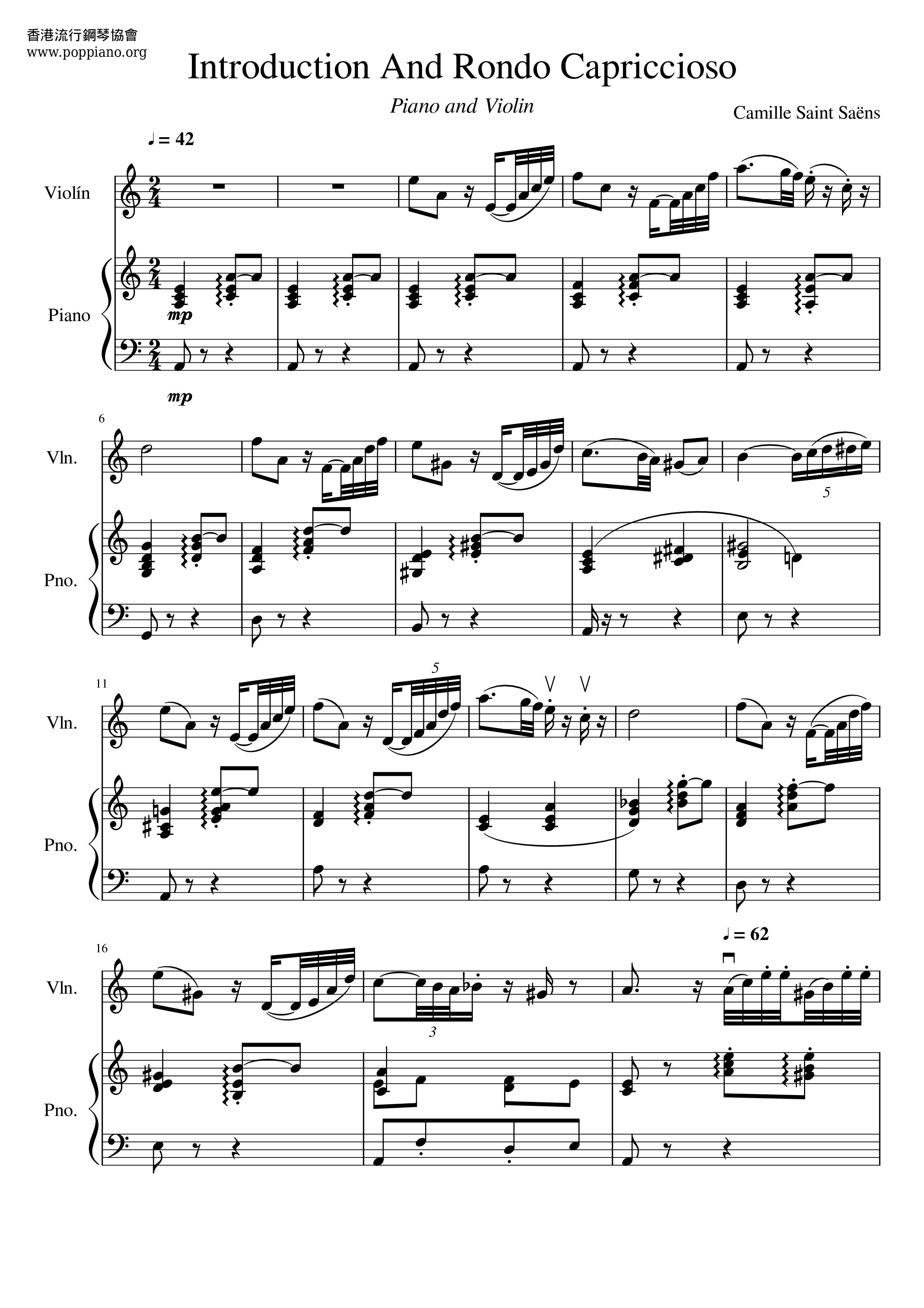 Introduction And Rondo Capriccioso, Op.28琴谱
