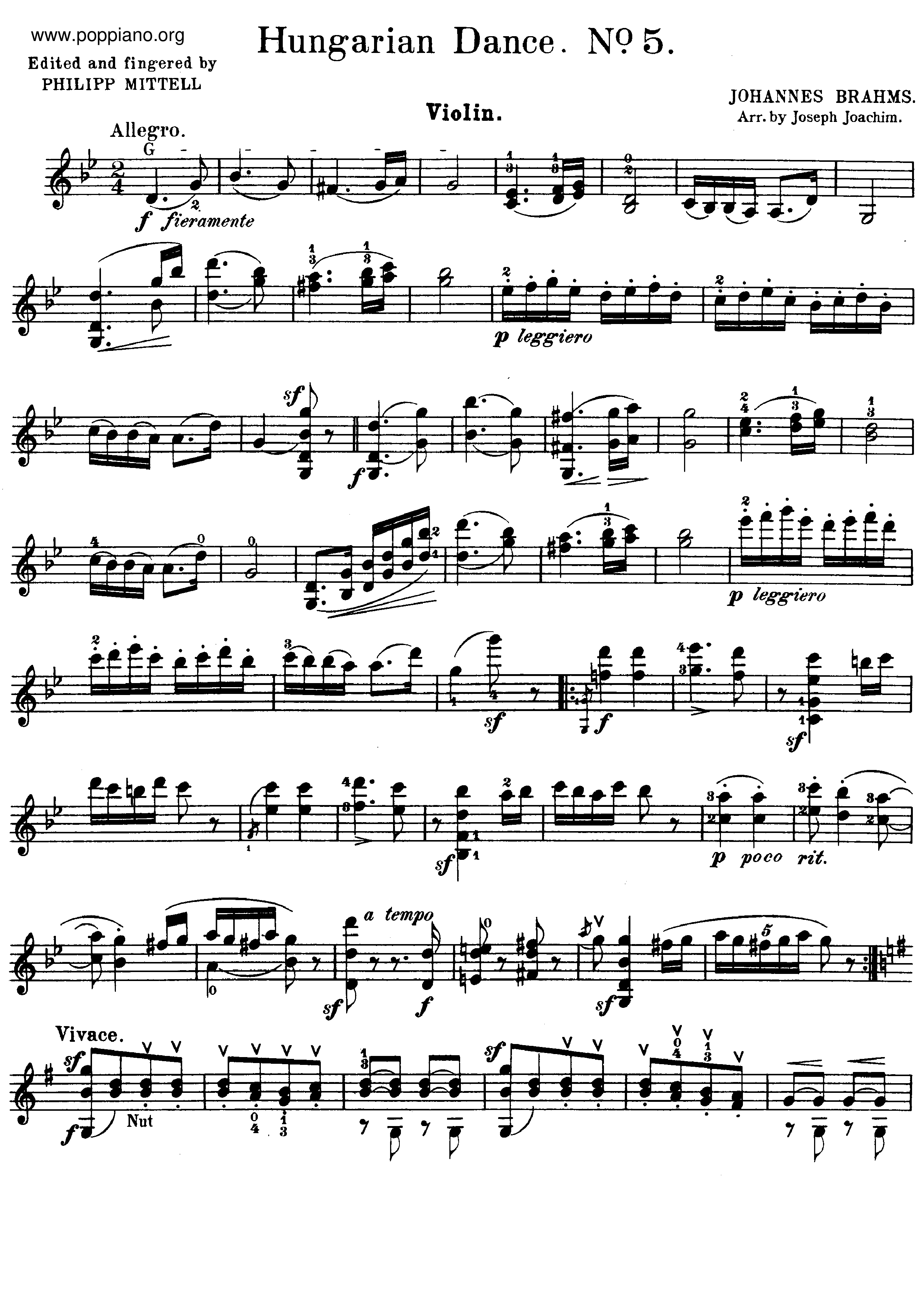 Hungarian Dance No. 5 in G Minorピアノ譜