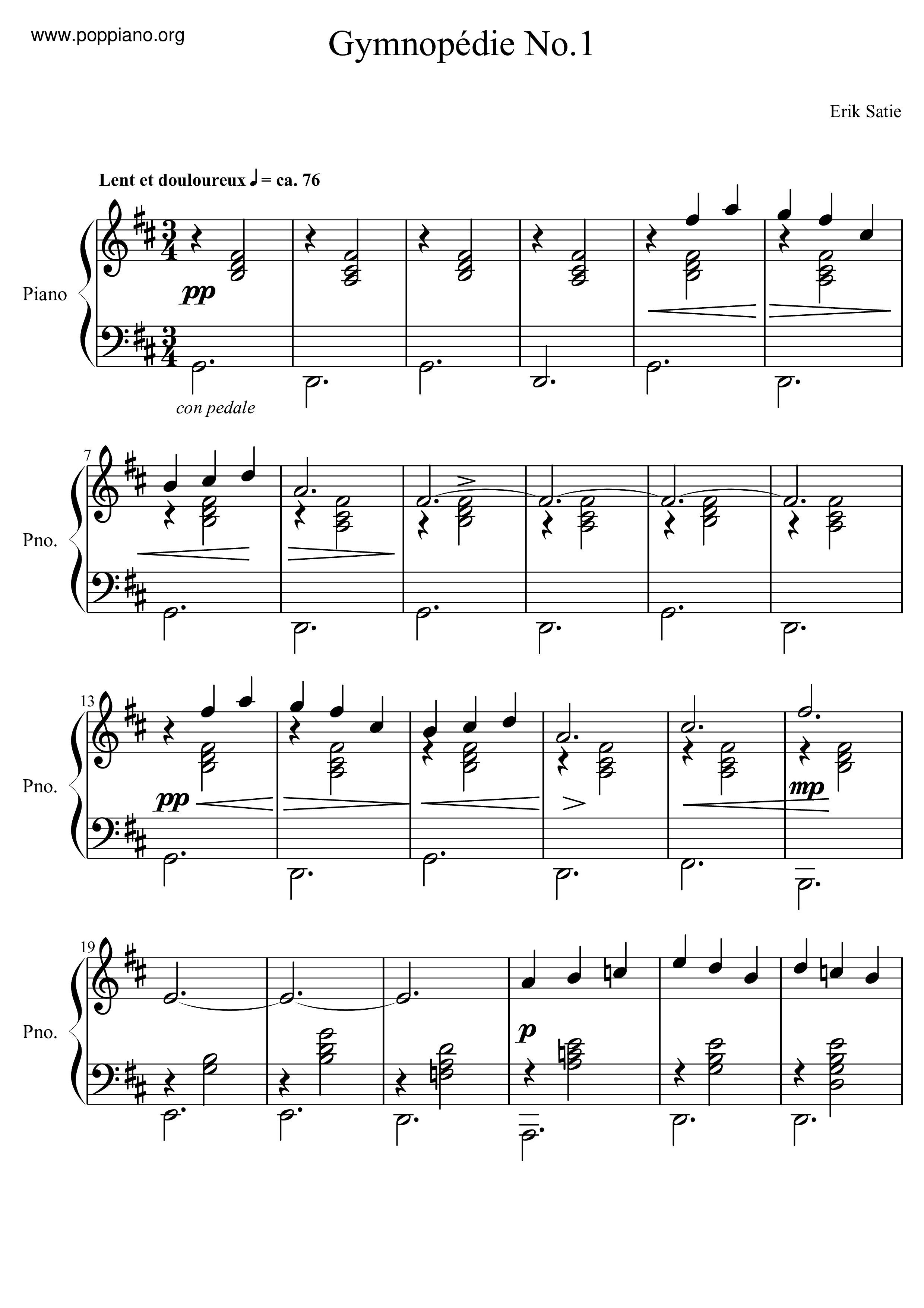 Gymnopedie No 1 Score