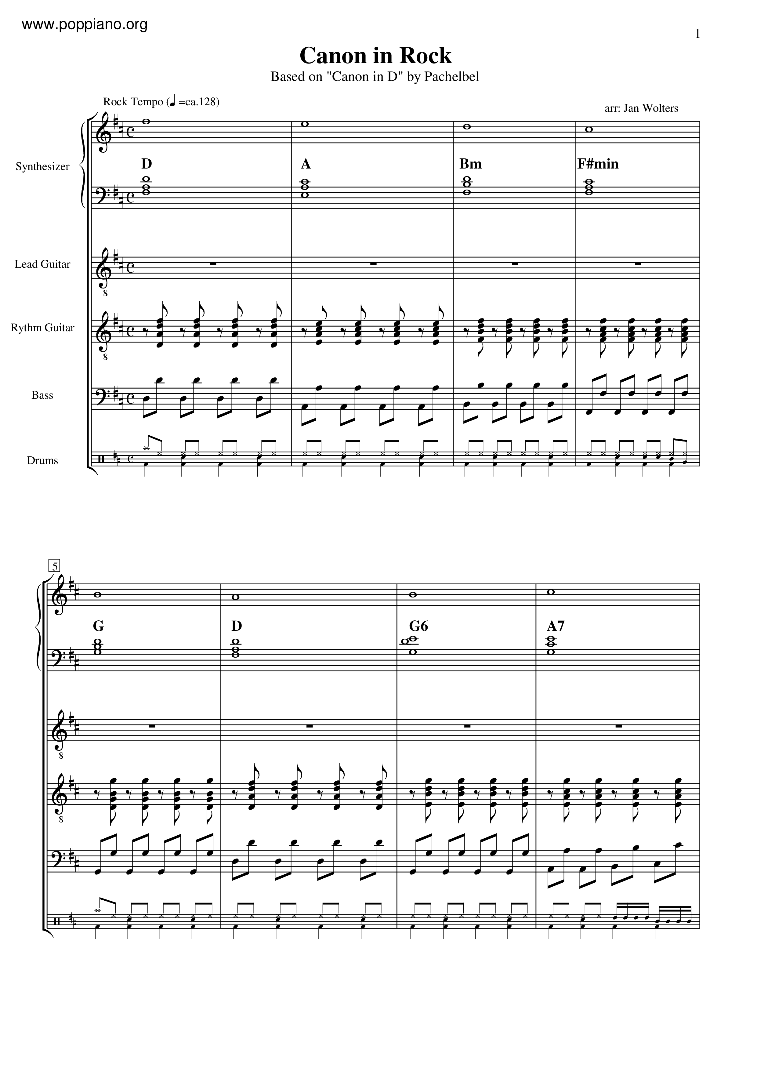 Canon In Rock Score