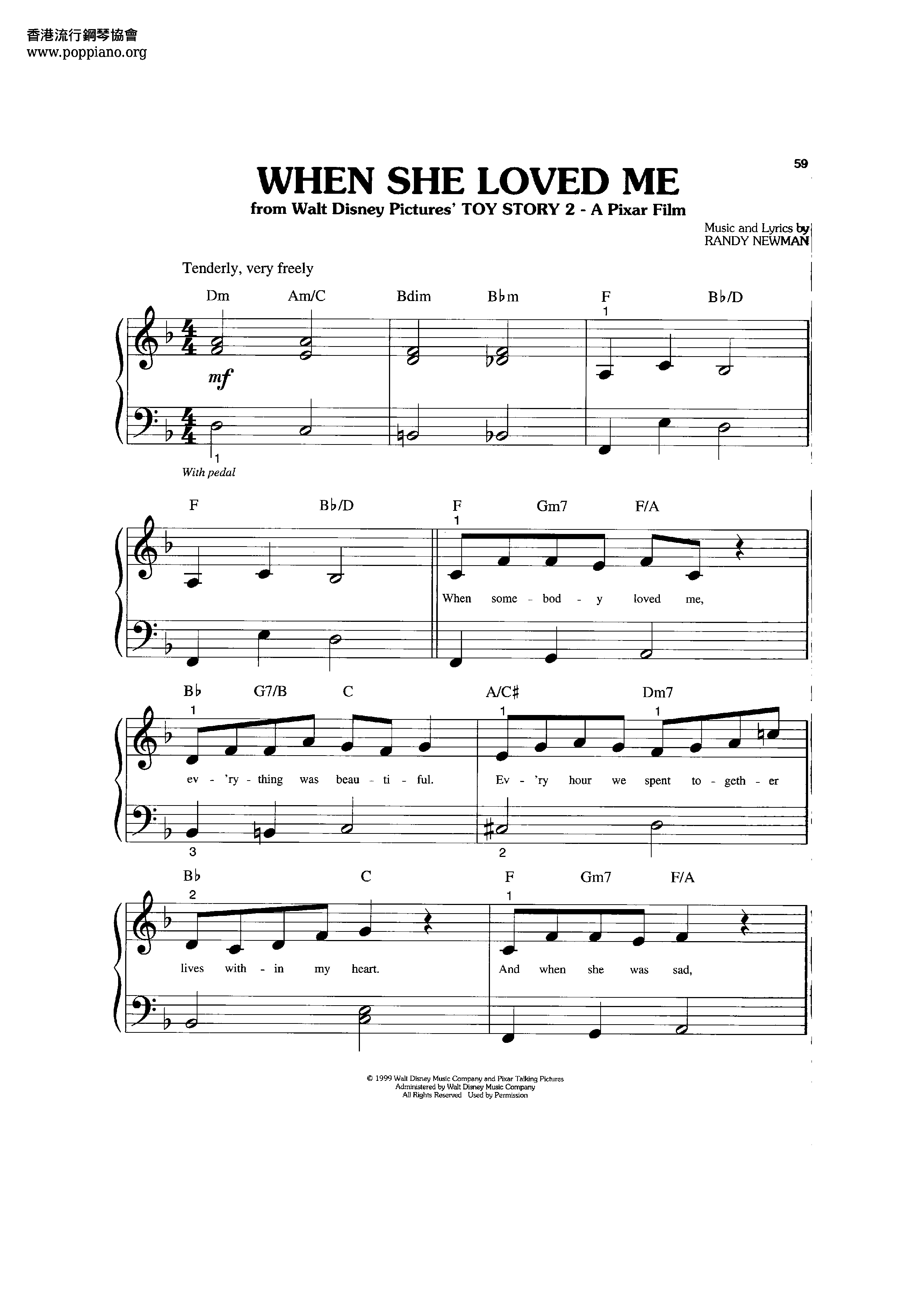 Toy Story 2 - When She Loved Me Score