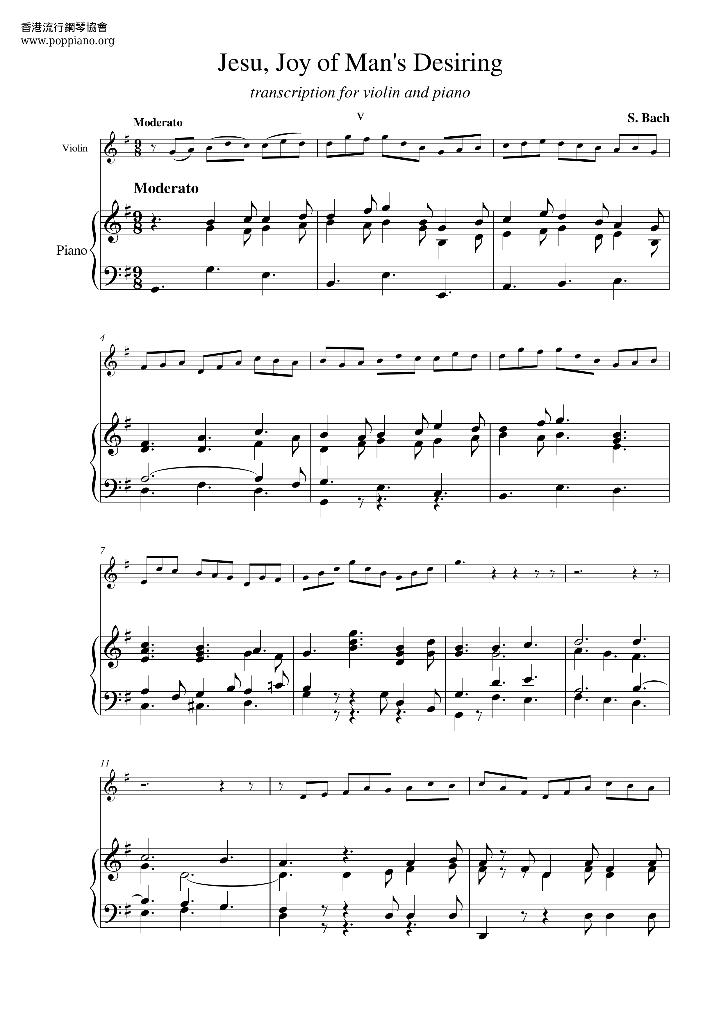 Jesu, Joy Of Man's Desiring琴譜