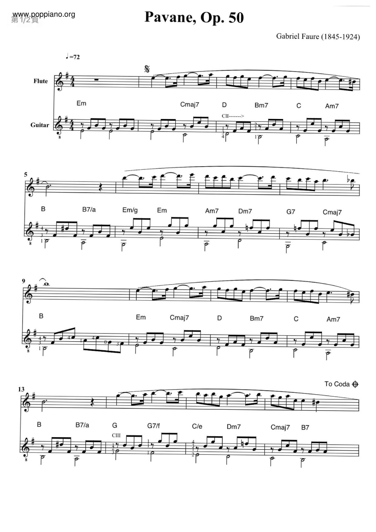 Pavane Op. 50琴譜