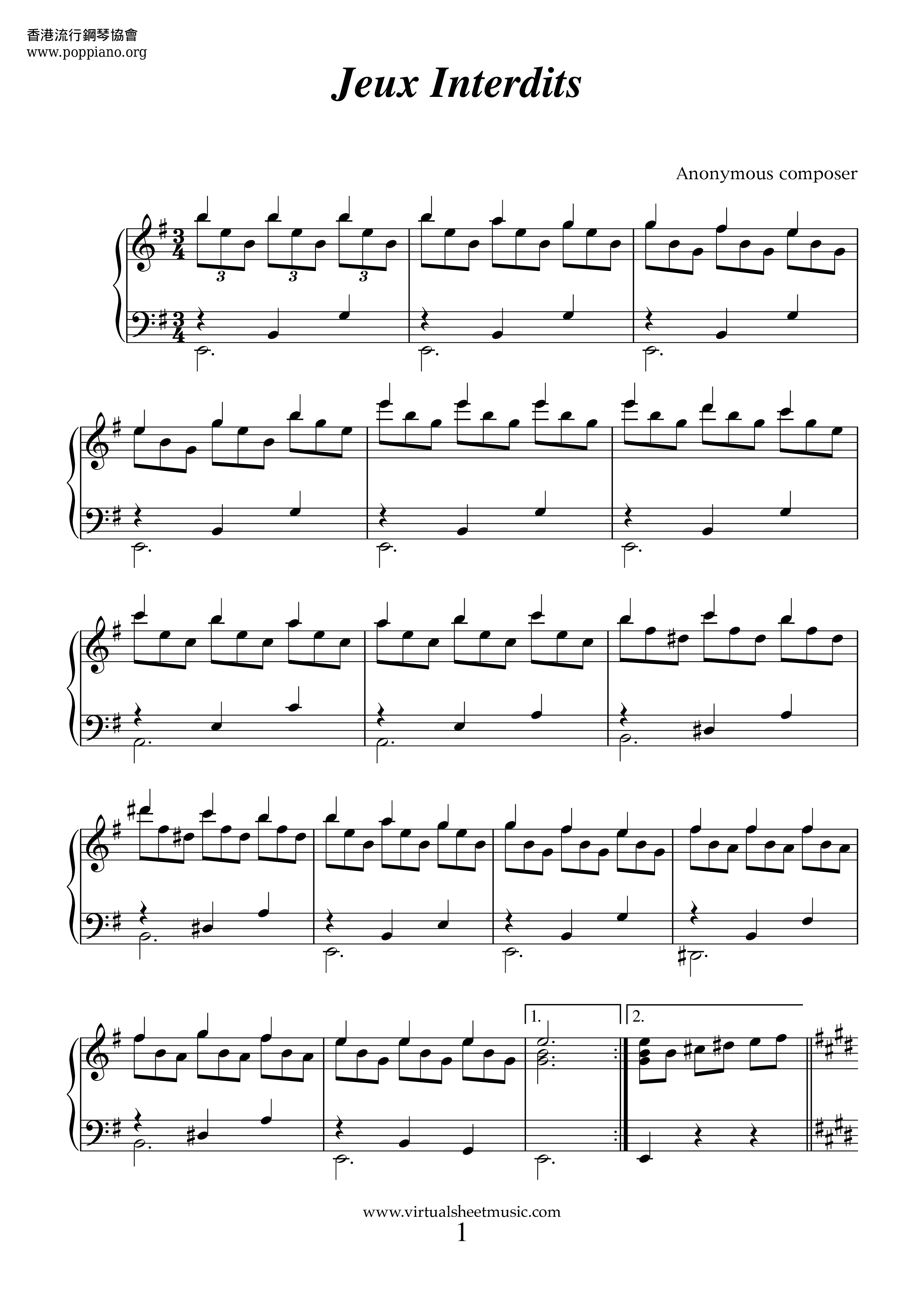 Spanish Romance / Jeux Interdits Score