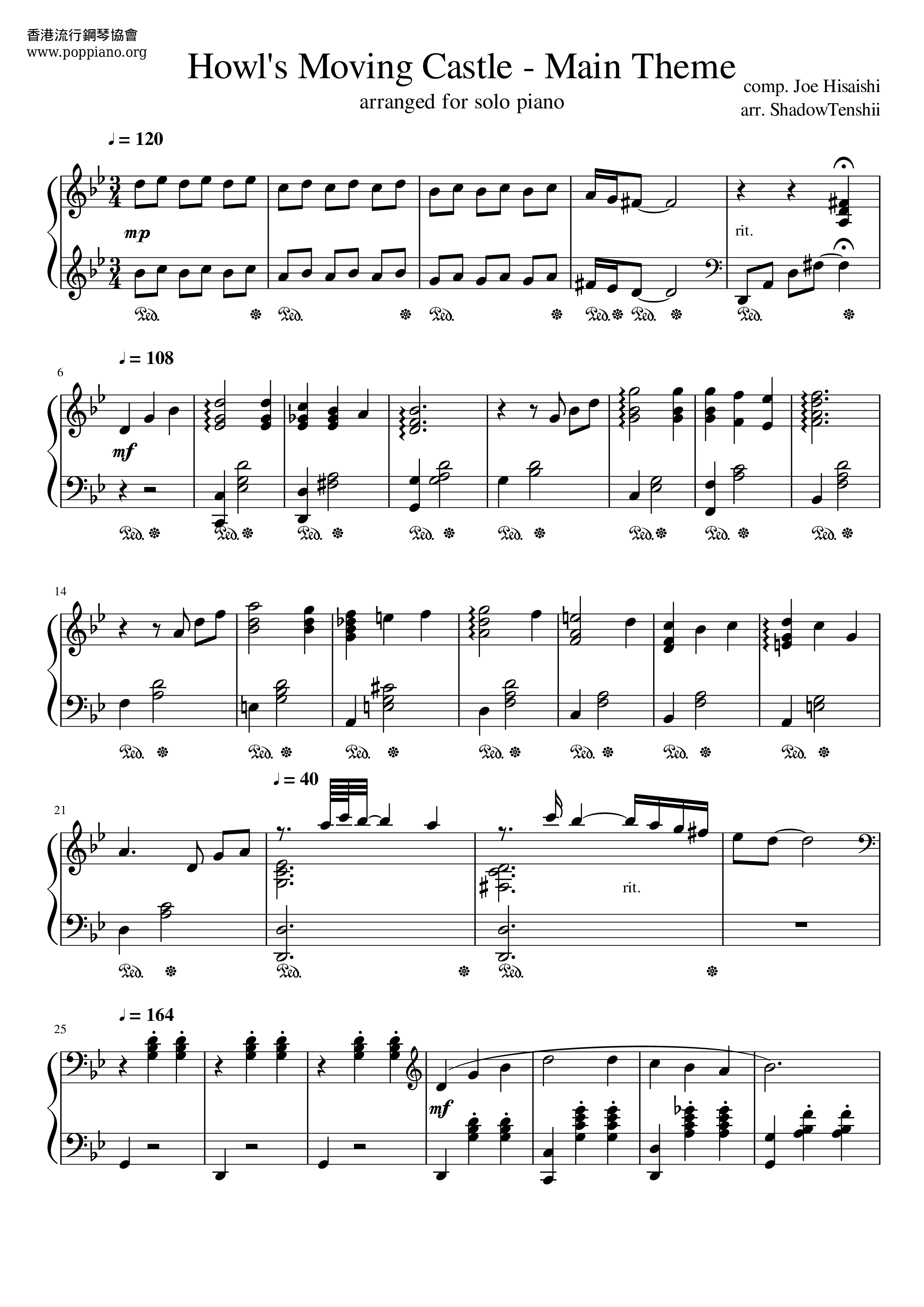 Howl's Moving Castle-The Carousel Of Life Score