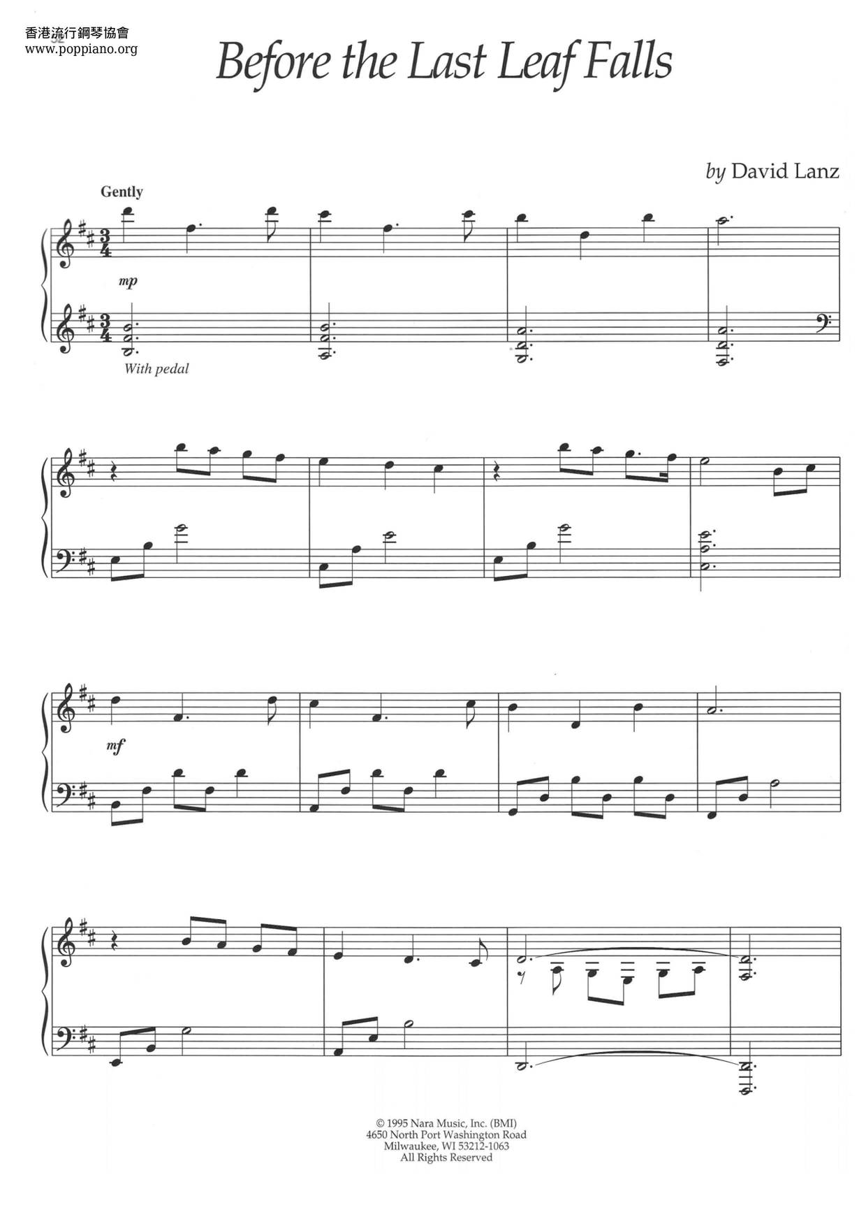 Before The Last Leaf Falls Score