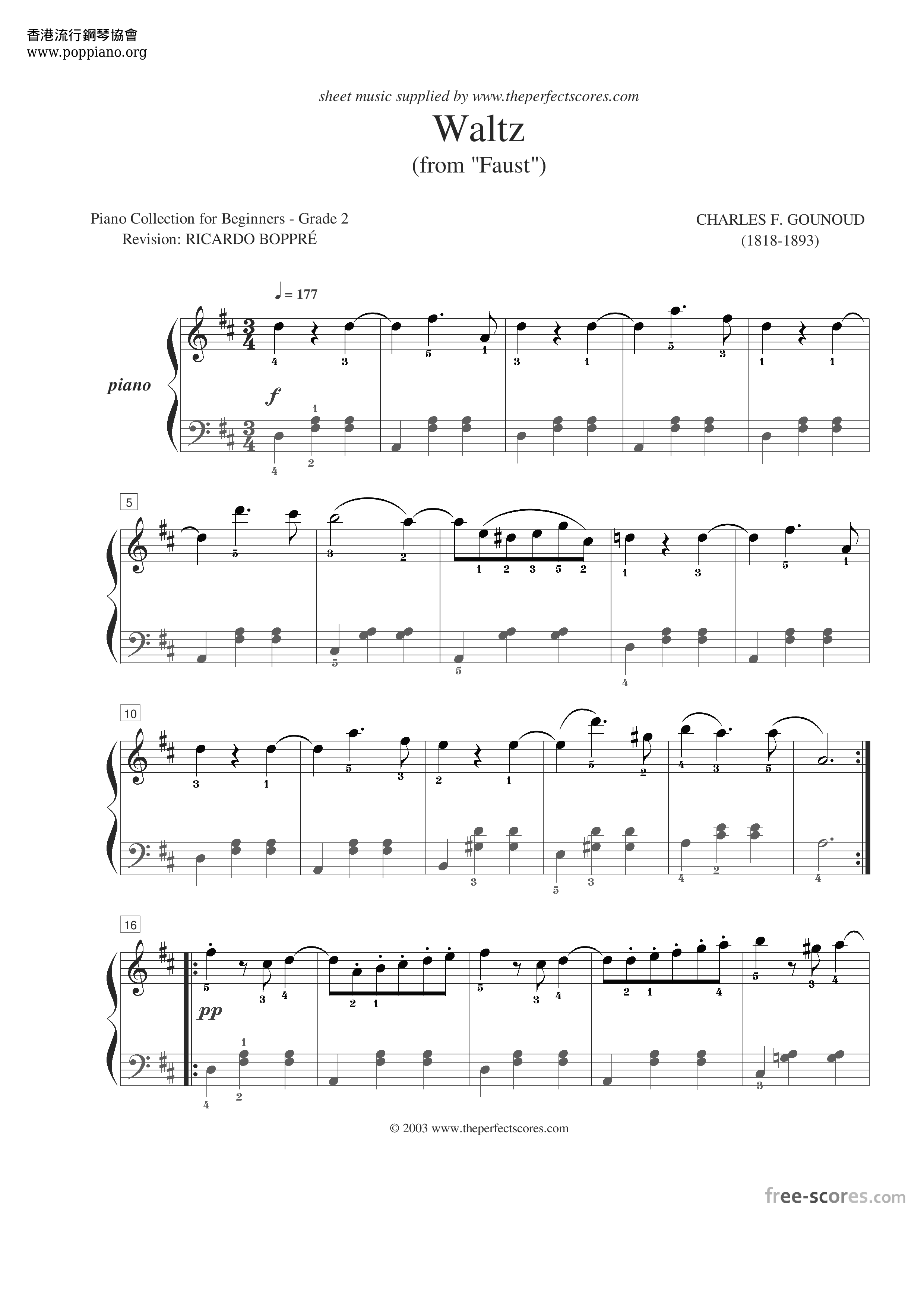 Waltz From Faust Score
