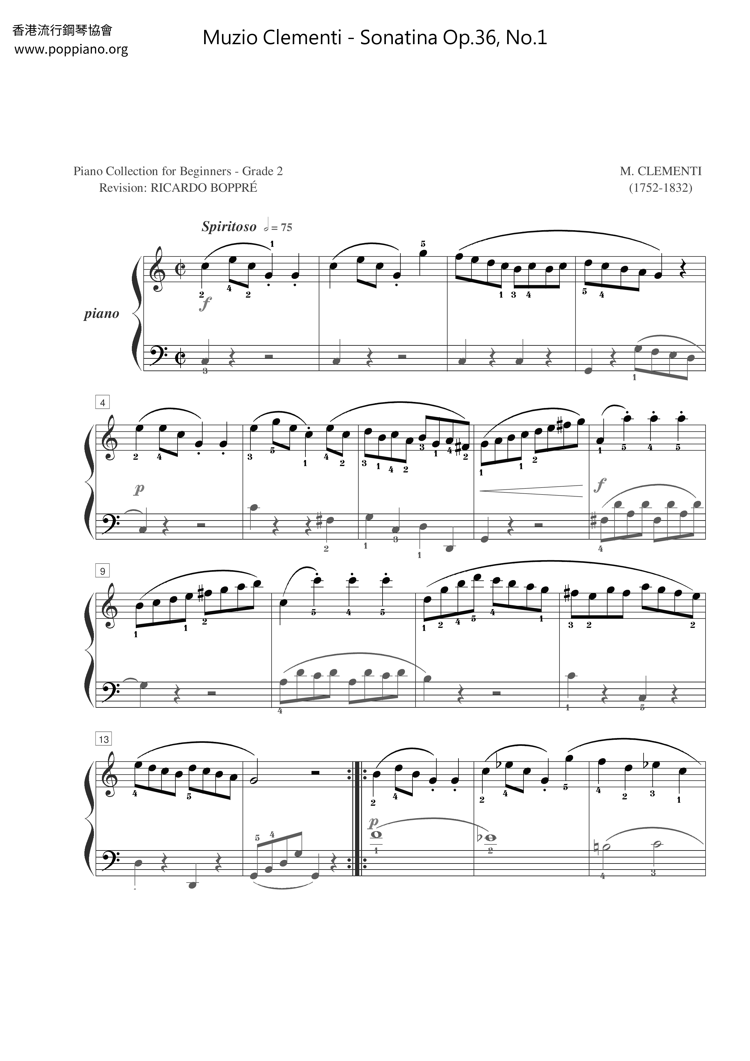 Sonatina Op.36, No.1琴譜