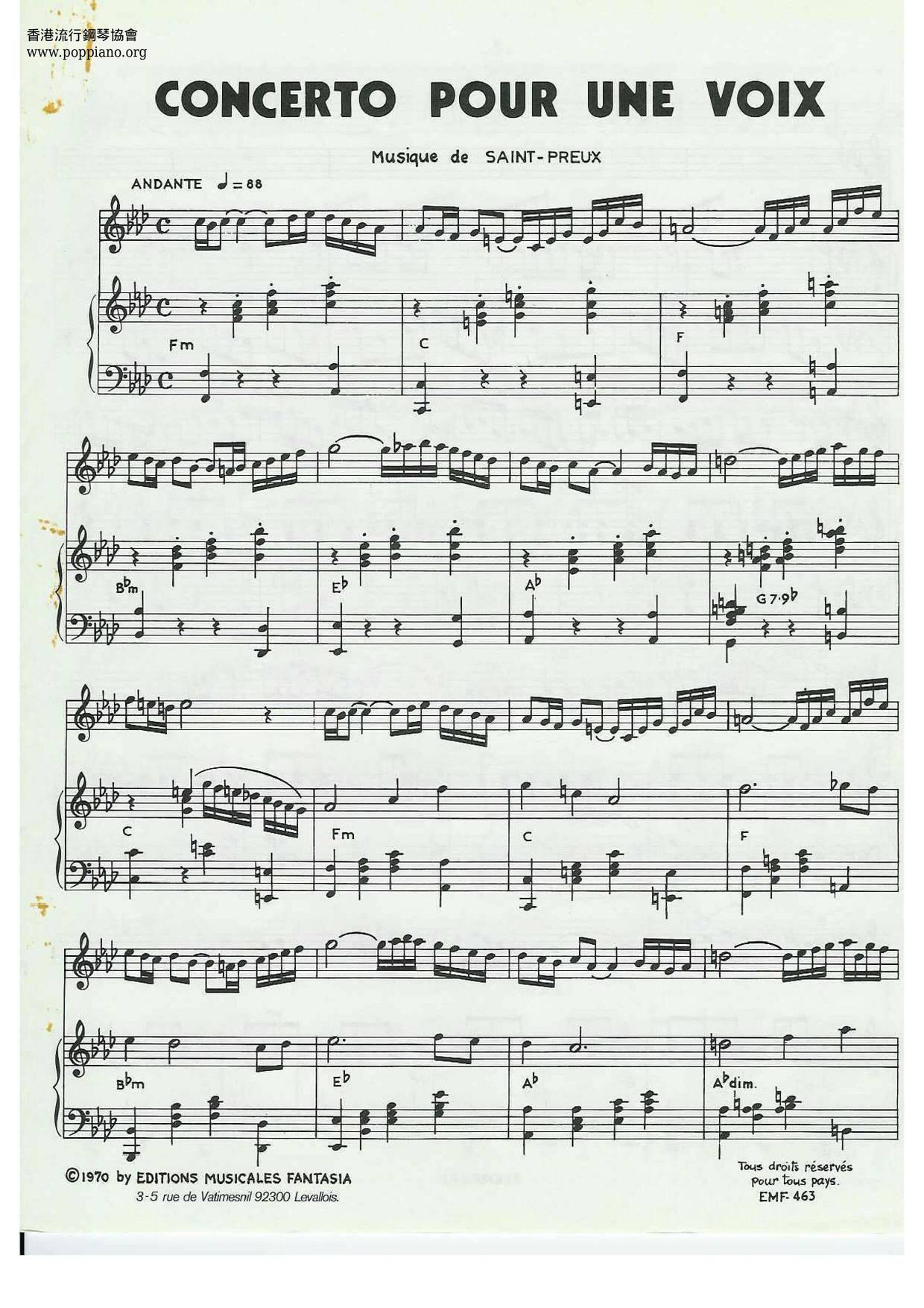 Concerto Pour Une Voix Score
