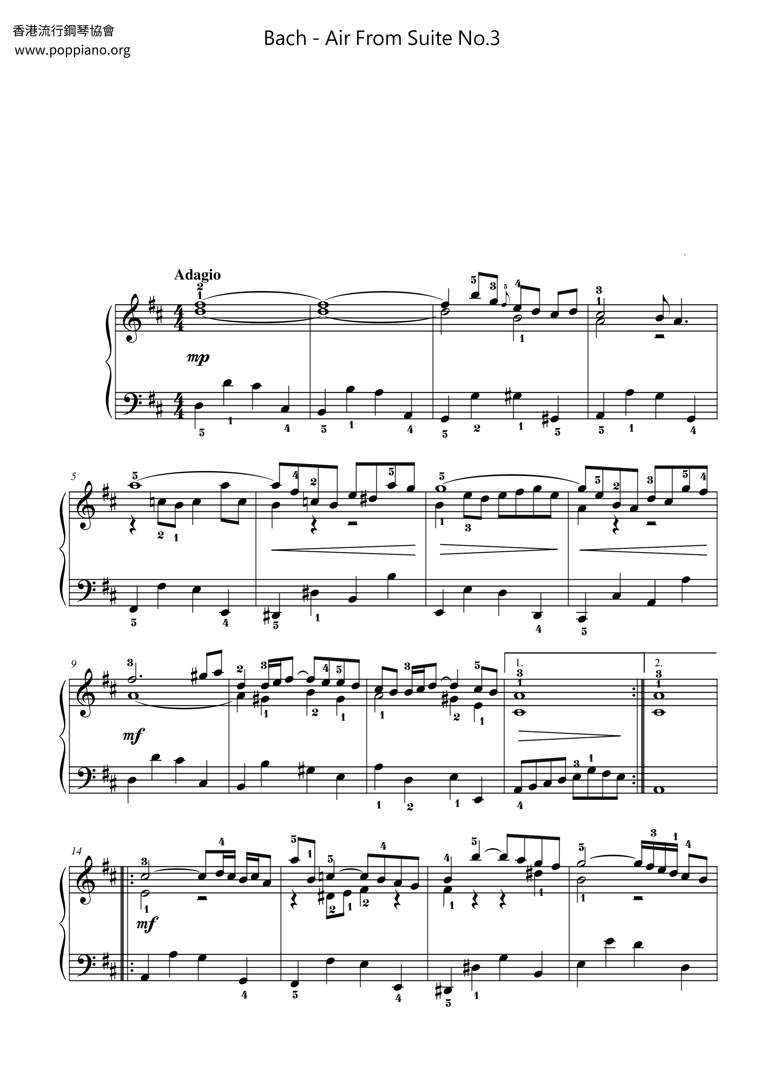 Air From Suite No.3  Score