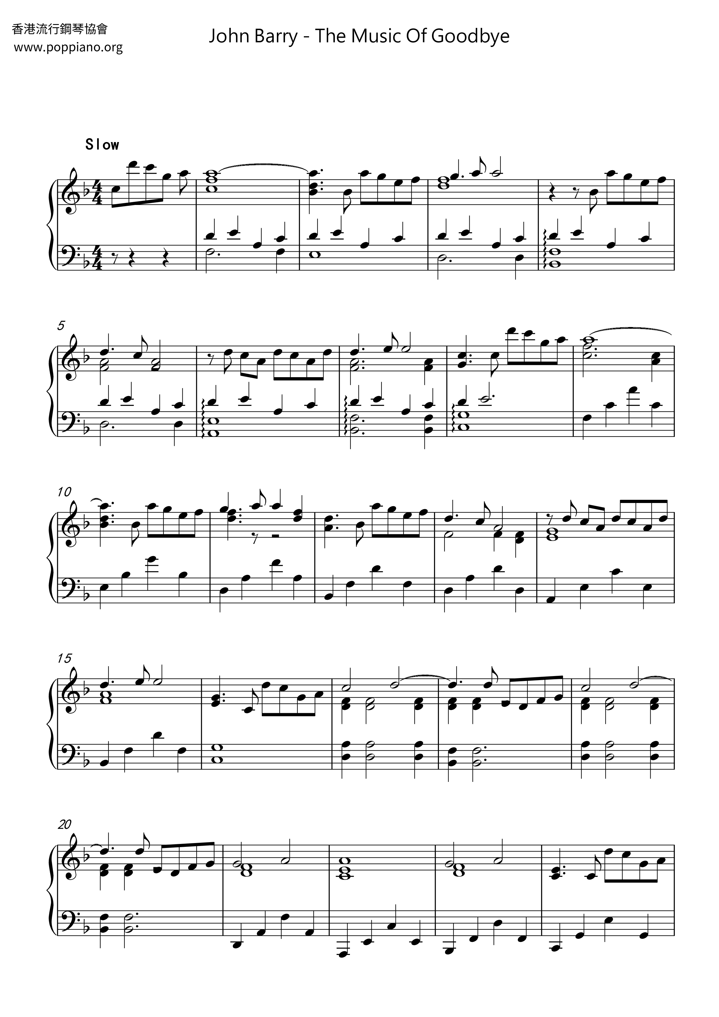 The Music Of Goodbye Score