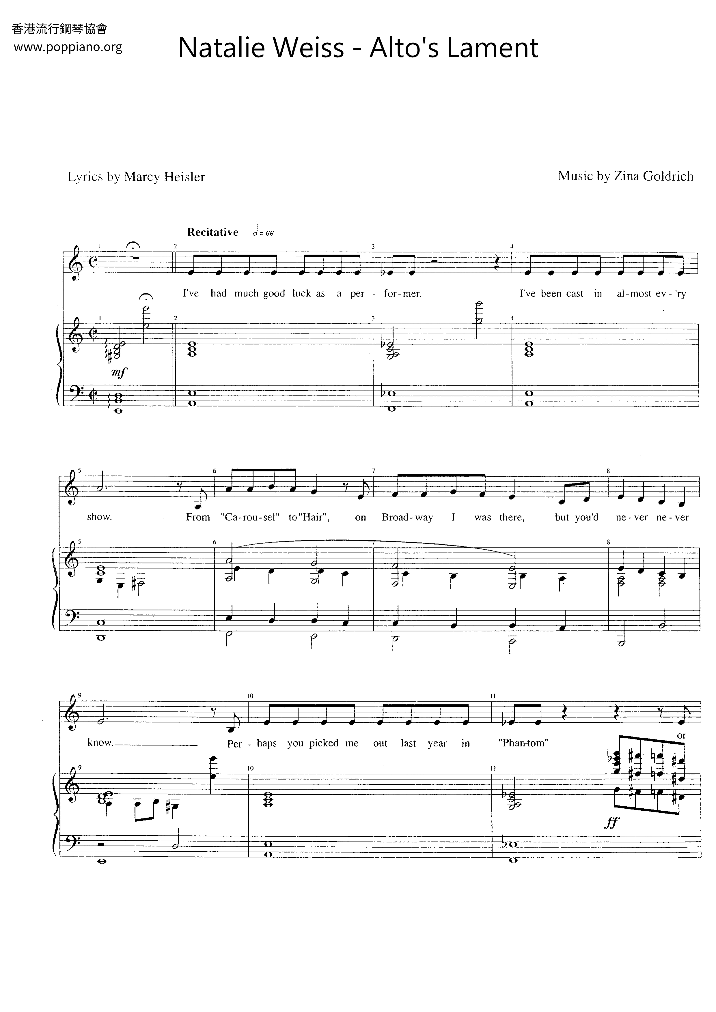 Alto's Lament Score