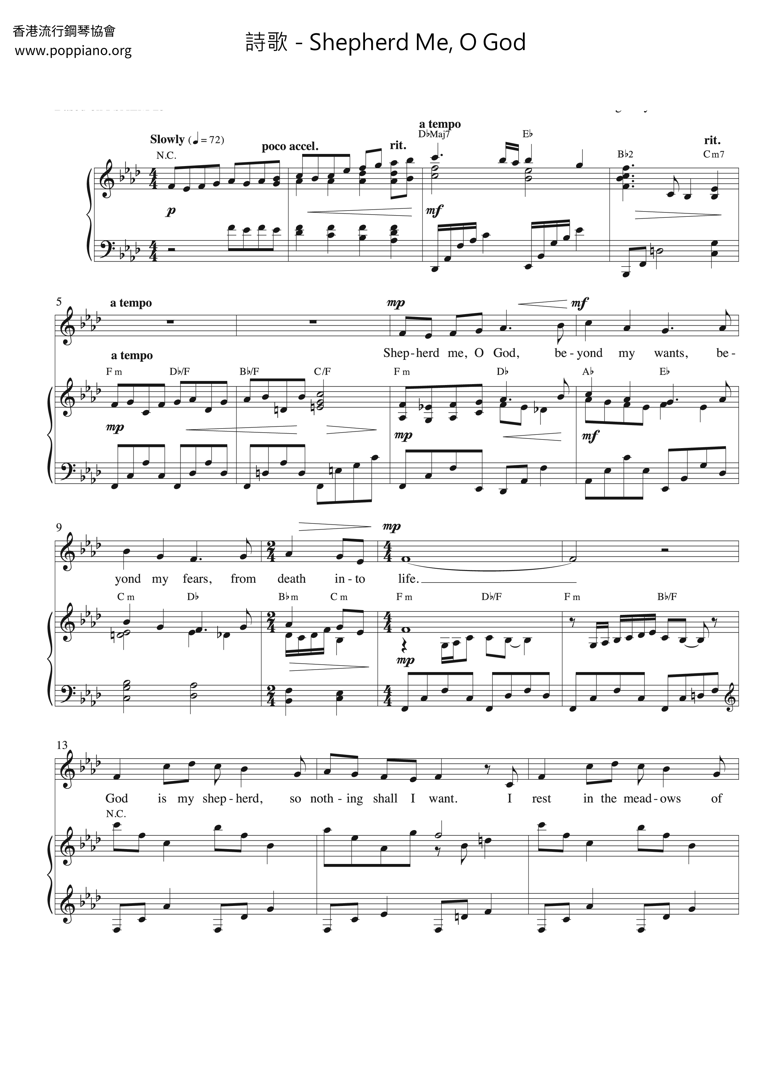 Shepherd Me, O God Score