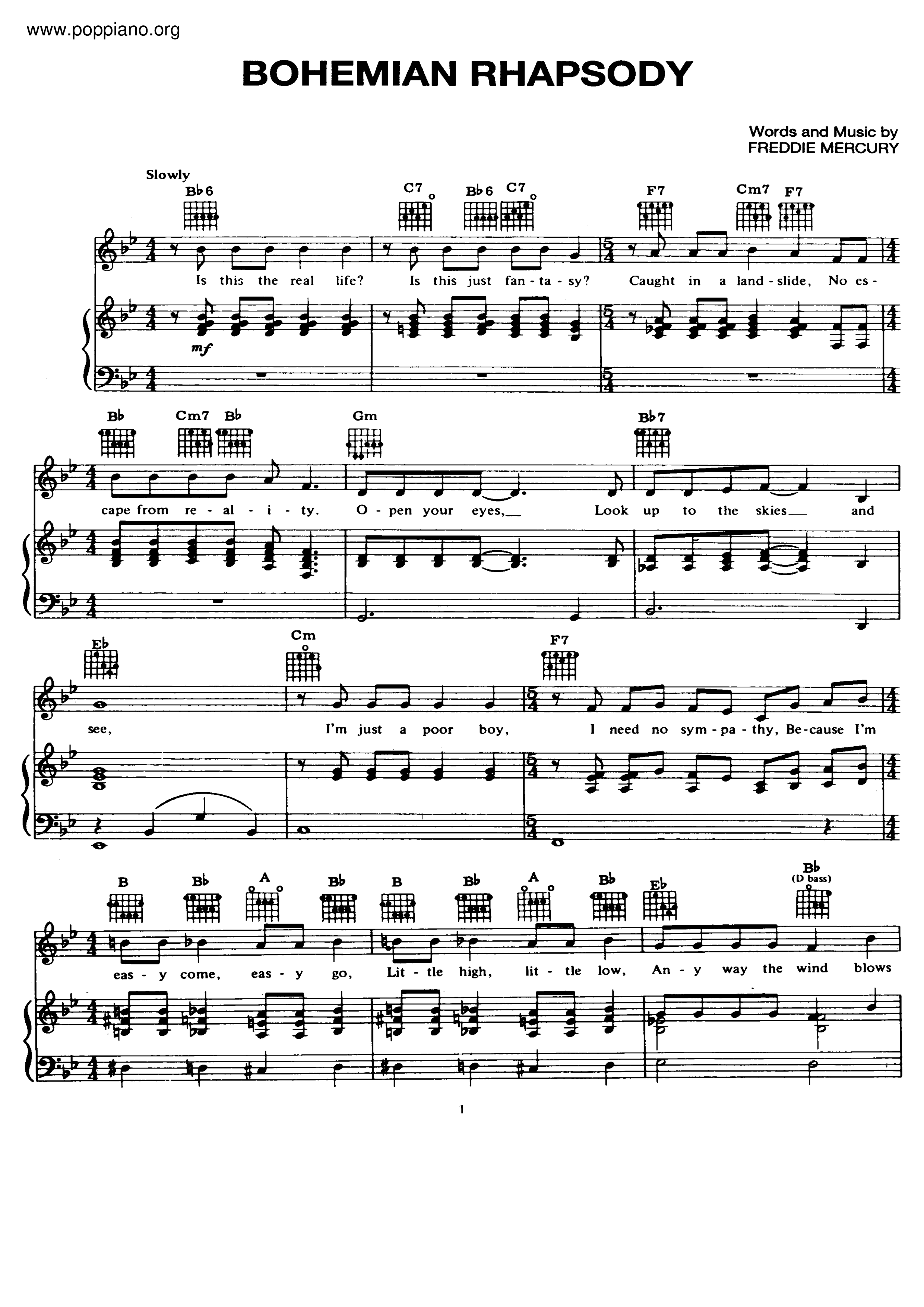 Bohemian Rhapsody Score